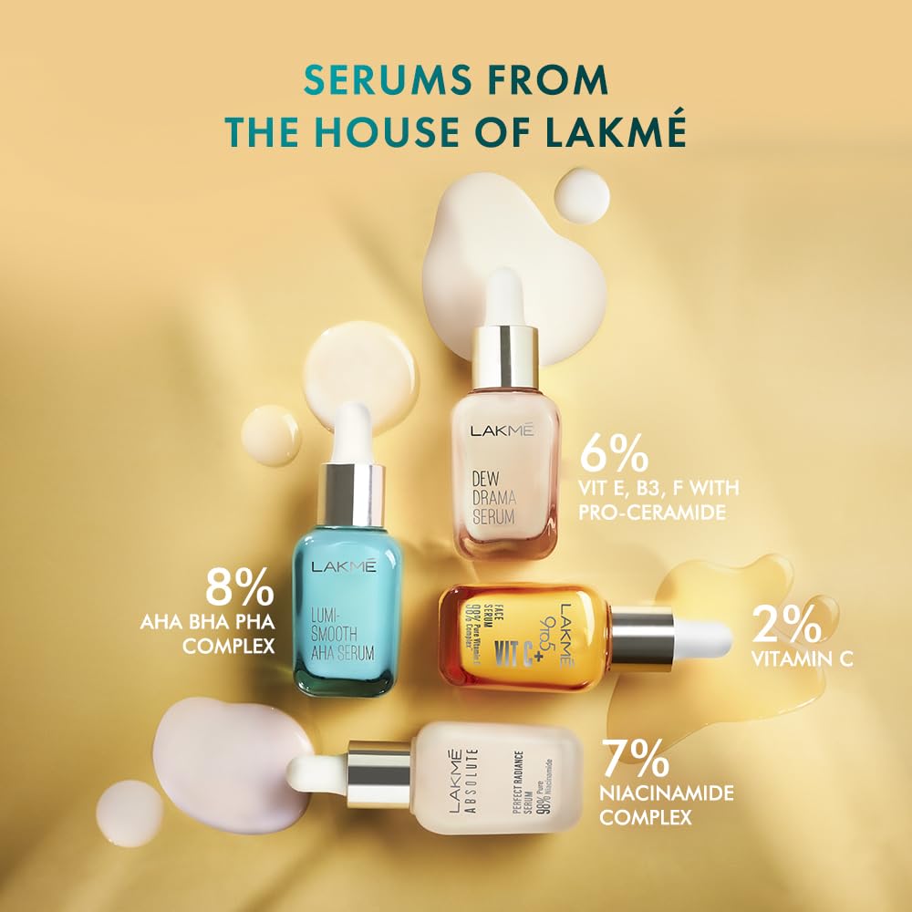 LAKMÉ 8% AHA-BHA-PHA Complex Lumi Smooth Serum for Radiant Skin & Improved Texture - 30ml | Brightening Face Serum for Glowing Skin, Exfoliation & Smooth Complexion | Perfect for Daily Skincare Routine & Nighttime Use