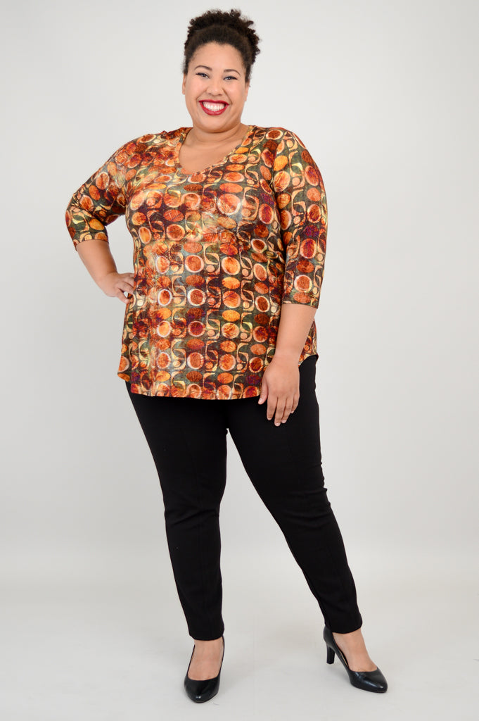 Jackie 3/4 Sleeve Women's Blouse - Walnut Brown Bamboo Fabric - Perfect for Casual Wear & Office Outfits