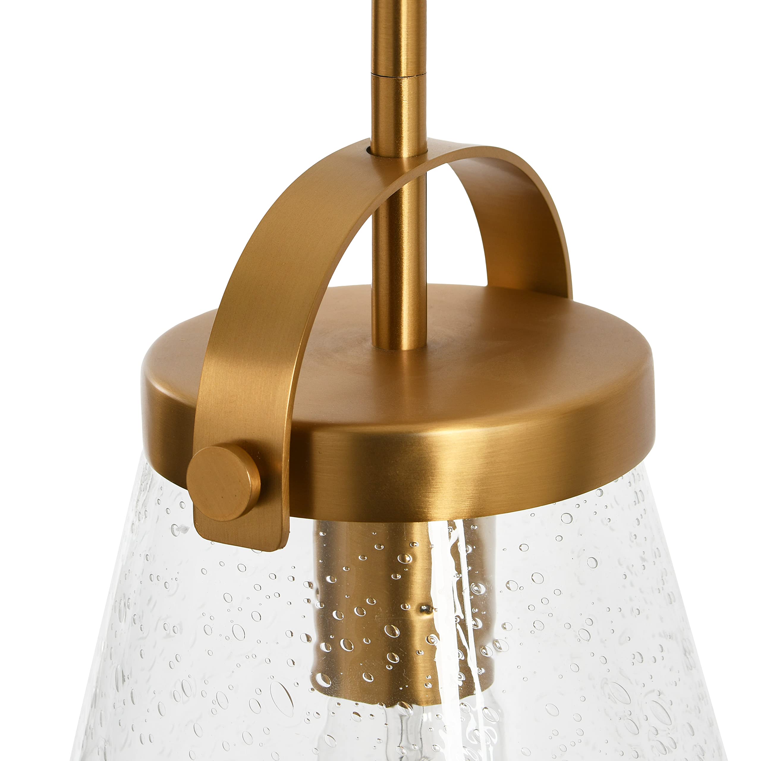 Wesley Brushed Gold Metal and Seedy Glass Ceiling Light Fixture - Modern Industrial Chandelier for Dining Room, Kitchen, or Bedroom Lighting