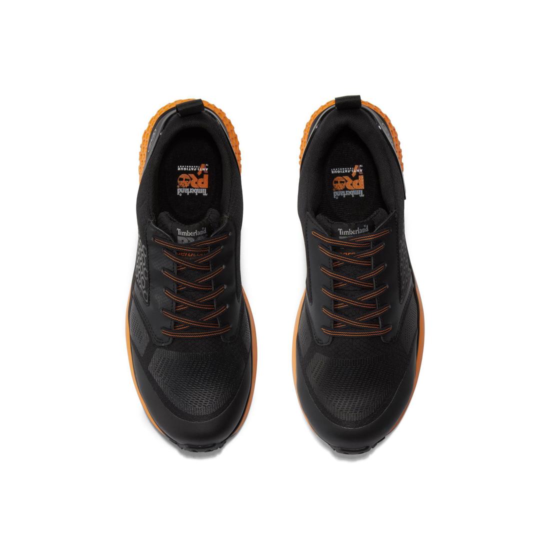 Reaxion Composite Toe Work Shoes for Men - Black & Orange Safety Boots with Slip Resistant Outsole | Perfect for Construction, Warehouse & Industrial Work