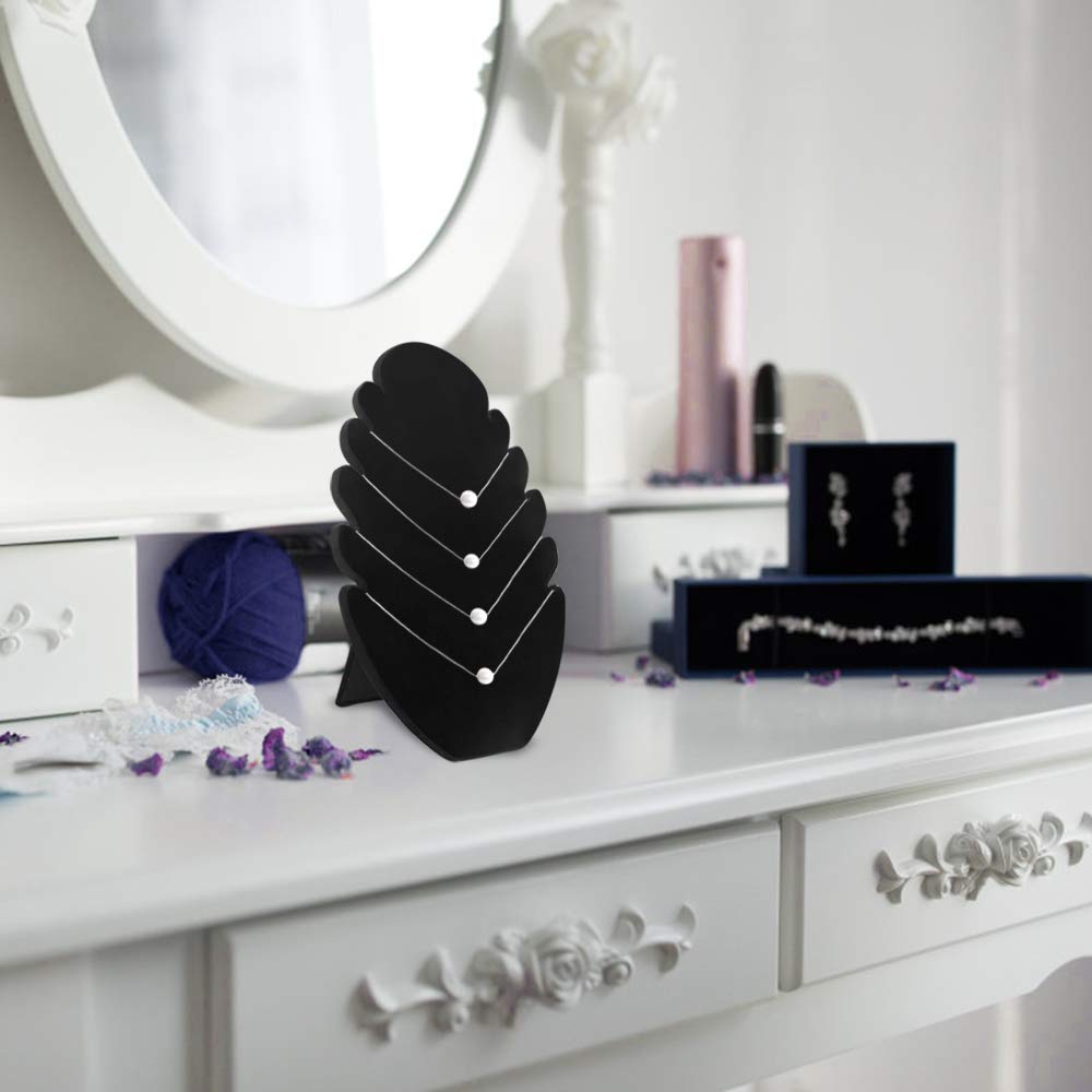 Aipaide 2PCS Black Velvet Jewelry Display Stand - Jewelry Organizer with 5 Notches for Necklaces, Bracelets & Pendants - 8 x 11 x 0.6 Inch Hanging Jewelry Tower - Perfect for Boutique, Home Decor & Gift Wrapping Display