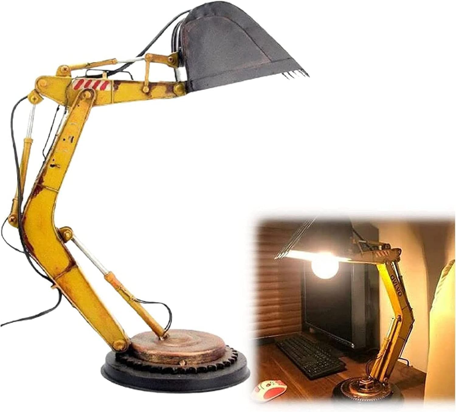 **Situaten Digger Desk Lamp - Unique LED Excavator Table Lamp with Industrial Design, Adjustable USB-Powered Night Light for Kids & Home Office, Perfect for Study, Gaming, and Bedroom Decor**