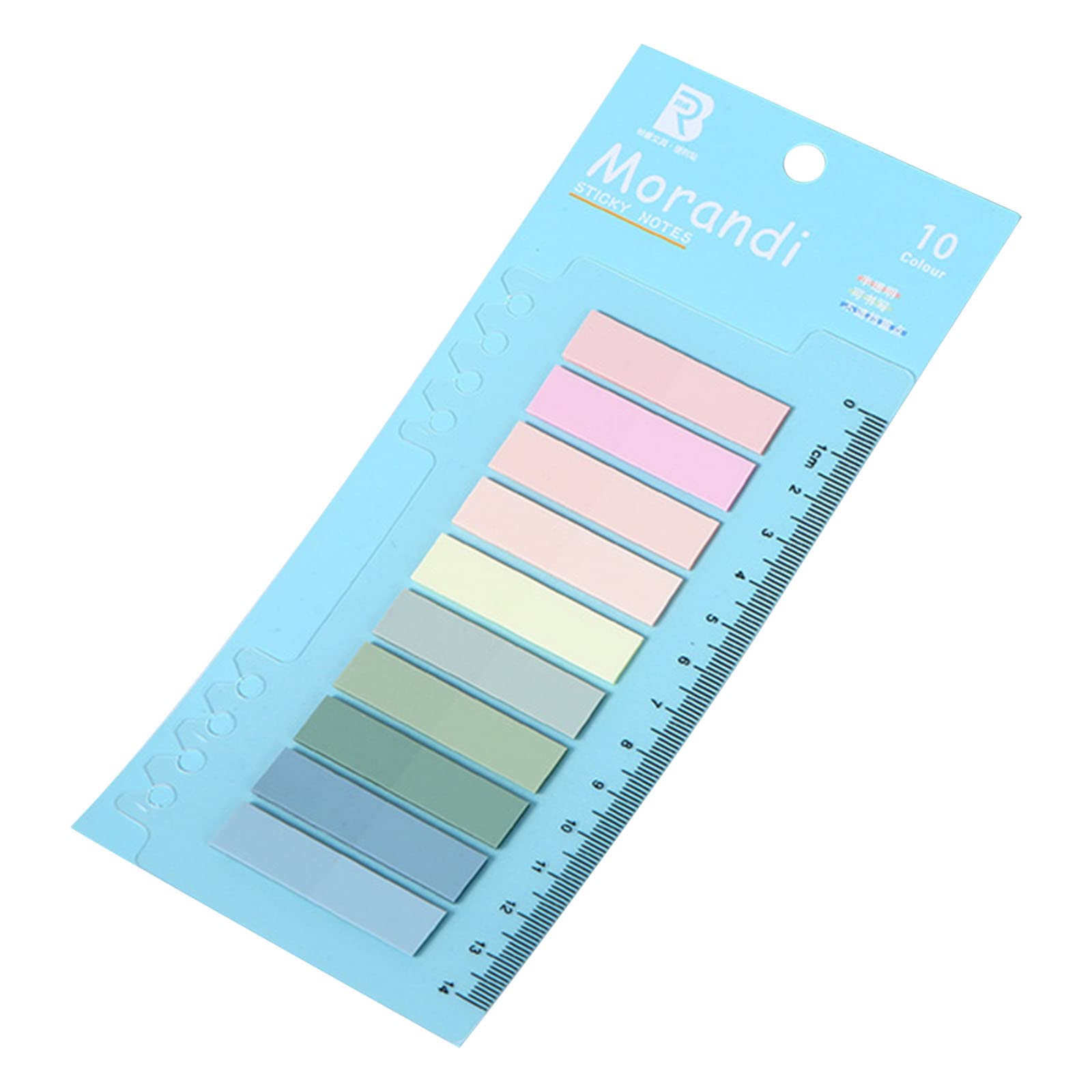 Delarsy Morandi Color Transparent Pet Sticky Notes - Reusable Index Tabs, Bookmarks & Ruler Stickers for Office, School & Planner Organization - 50-Piece Set