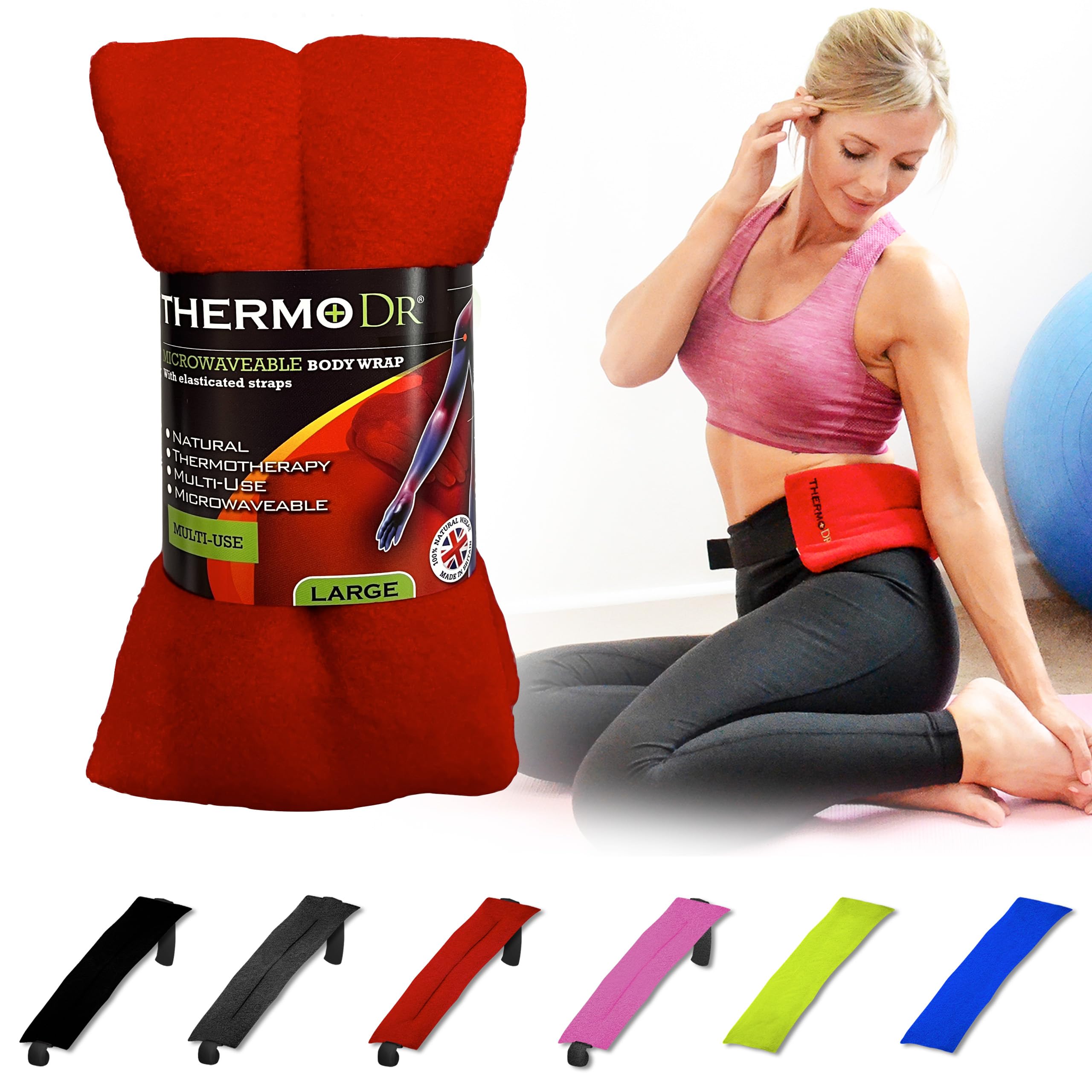 Microwaveable Wheat Heat Pack for Back, Shoulder & Neck Pain Relief - Lavender Scented Body Warmer with Natural UK Wheat - Perfect for Muscle Relaxation, Period Cramps & Stress Relief - ThermoDR Red Heating Pad