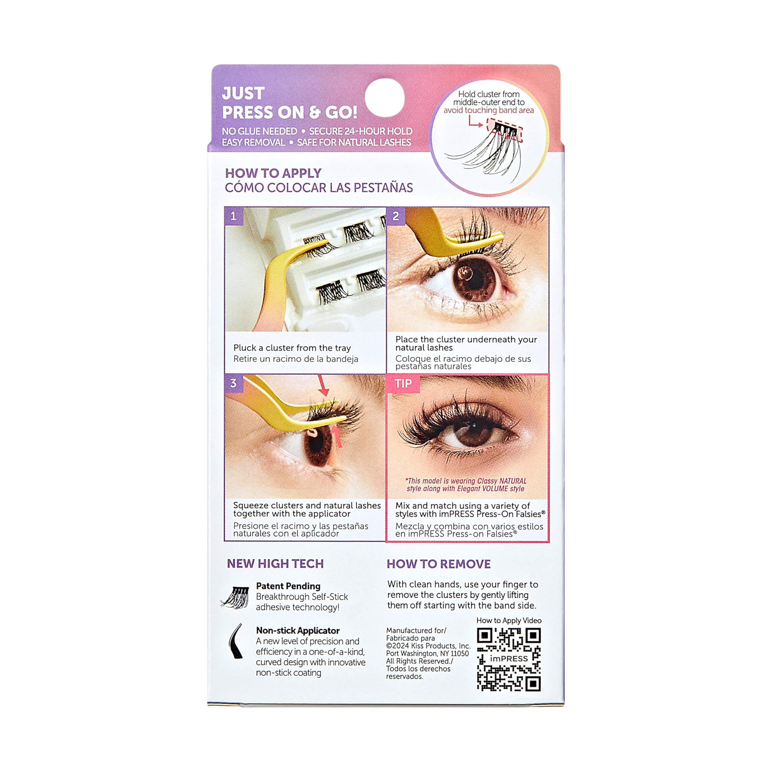 KISS imPRESS False Eyelashes - 12 Pack of Reusable Pre-Bonded Lash Clusters (12mm-14mm) for Lavish Volume | Contact Lens Friendly & Easy to Apply | Perfect for Parties, Weddings & Everyday Glam