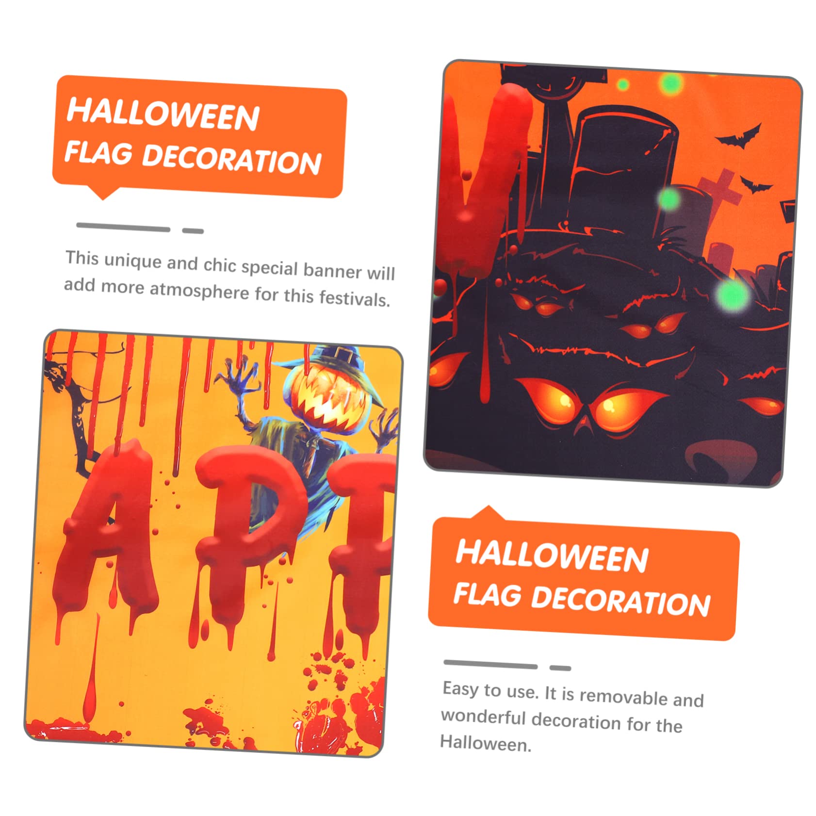 VICASKY 3-Piece Halloween Banner Set - Spooky Front Door Decor, Hanging Party Sign, Durable Polyester Halloween Decoration Supplies - Perfect for Halloween Parties, Home & Outdoor Decorations