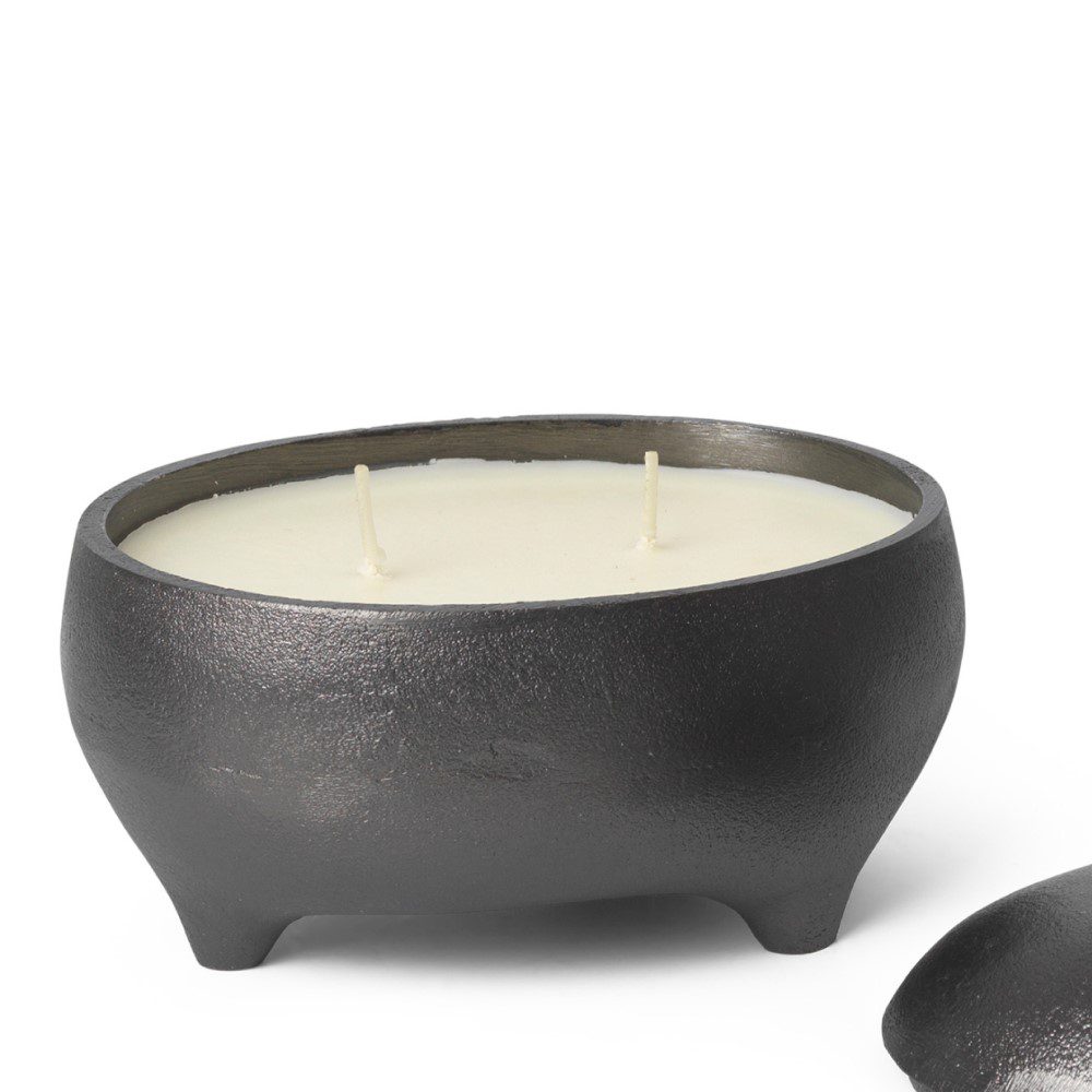 FERM LIVING Evoke Twin Candle Holder - Blackened Aluminium Modern Home Decor for Living Room, Bedroom & Dining Table Centerpiece