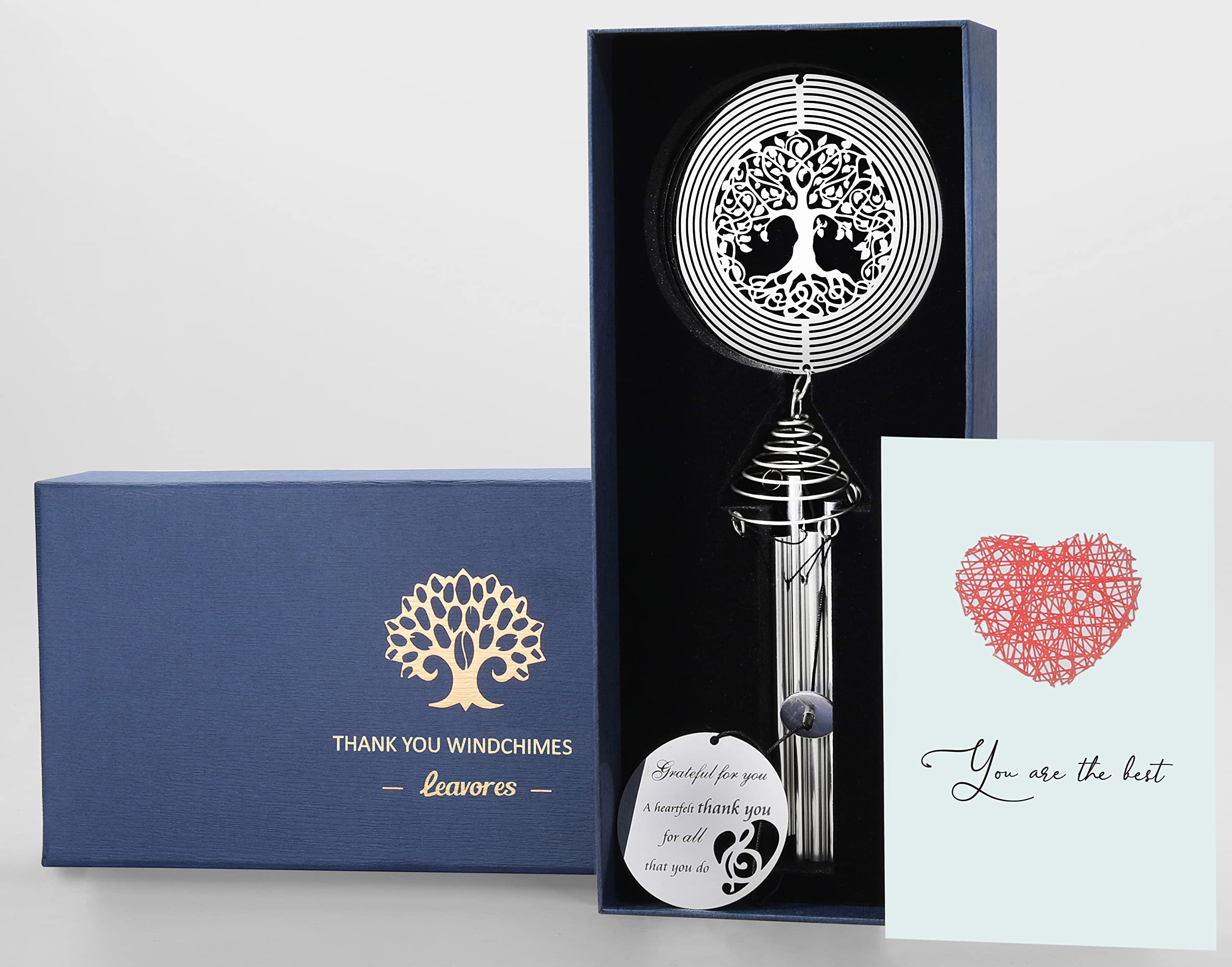 Thank You Wind Chimes - Tree of Life Wind Spinner Gift for Women, Teachers & Friends - Perfect for Home & Garden Decor