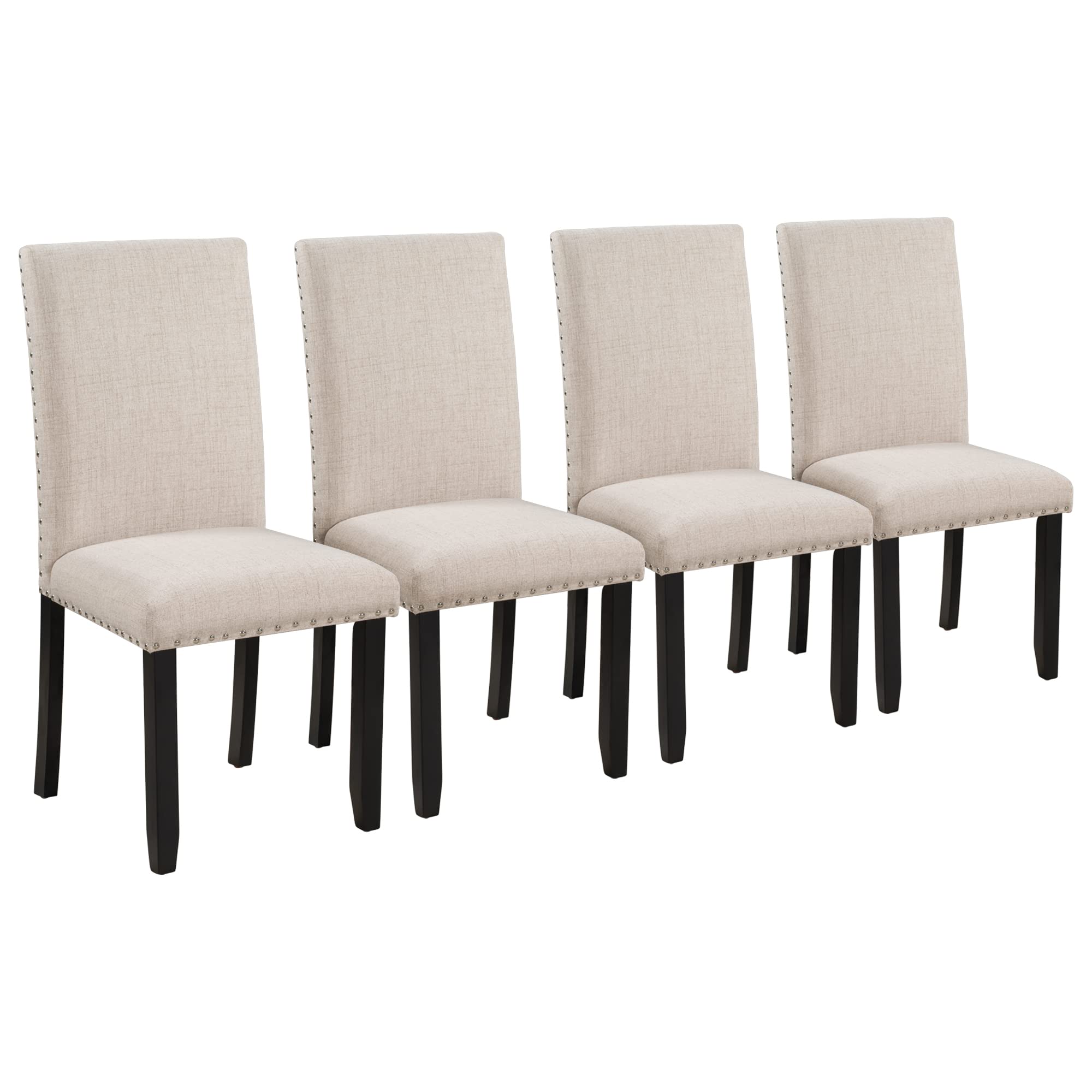 Harper & Bright Designs 5-Piece Faux Marble Dining Table Set with 4 Padded Chairs - Modern Kitchen Furniture with Beige Cushions & Black Wood Frame - Perfect for Small Spaces, Apartments, and Family Gatherings