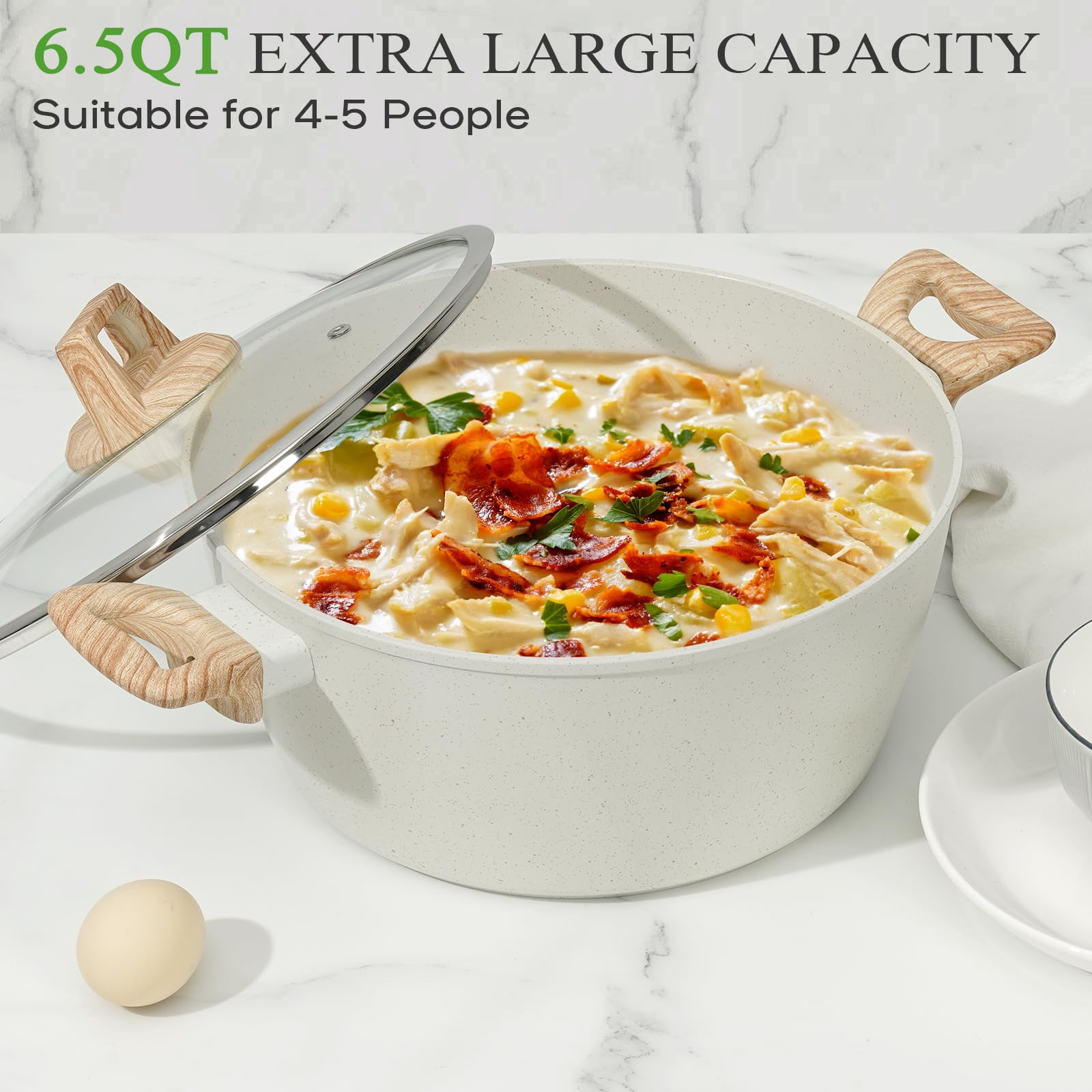 **17-Piece Nonstick Pots and Pans Set - PFOS/PFOA Free Granite Coating Induction Cookware with Stay-Cool Handles & Silicone Tools - Perfect for Home Cooking, Baking & Family Meals**