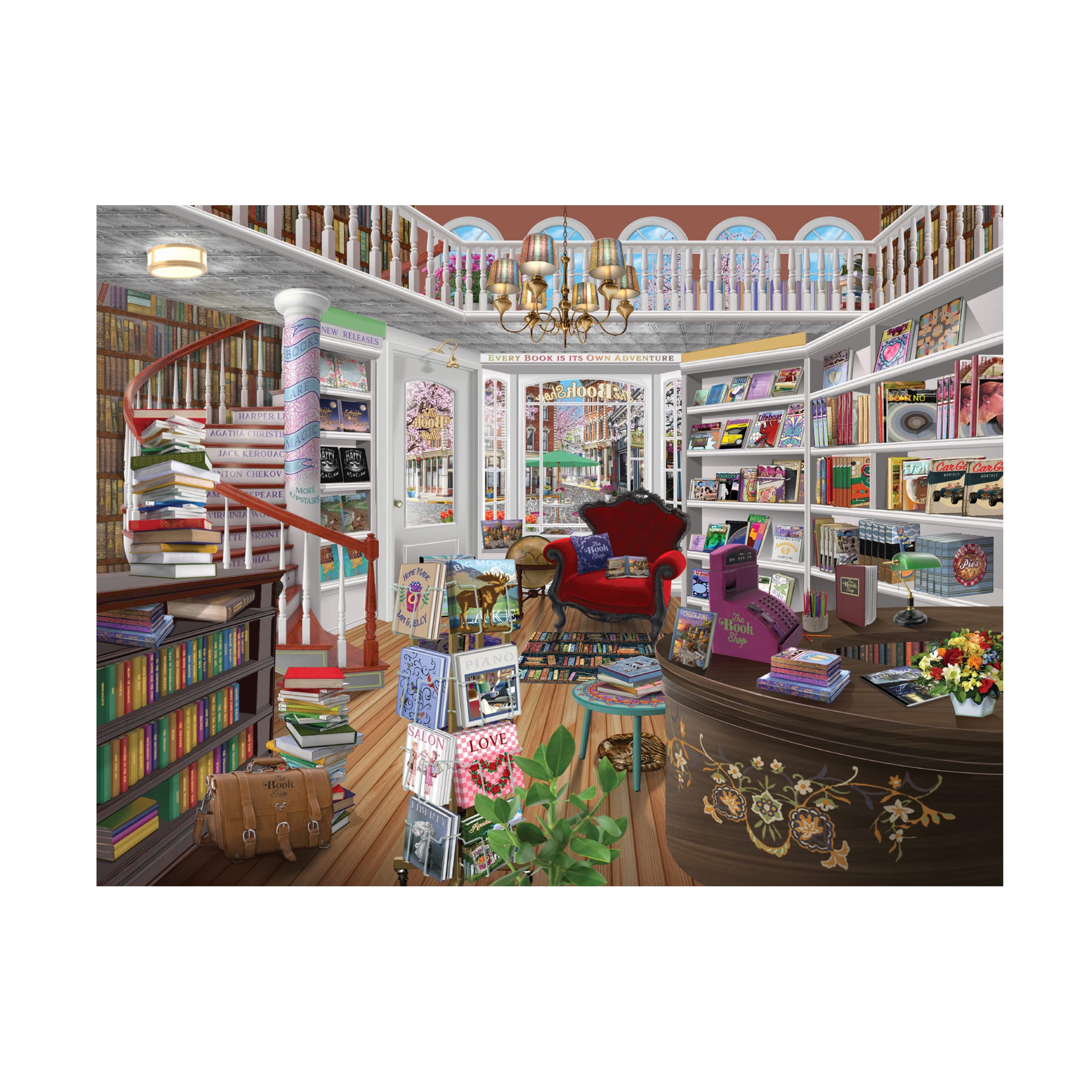 Trademark Fine Art 'The Book Shop' Canvas Print by Bigelow Illustrations - Perfect for Home Decor, Office & Library Wall Art