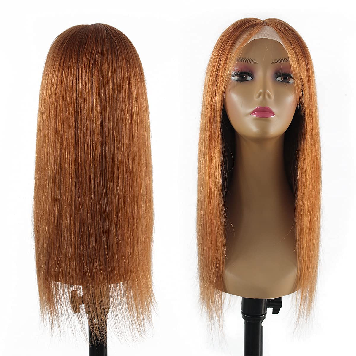 13x4 Brazilian Virgin Human Hair Lace Front Wig - Straight Glueless Lace Wig with Pre Plucked Bleached Knots & Baby Hair for Black Women | 30 Colors, 24 Inch | Perfect for Daily Wear, Parties & Special Occasions
