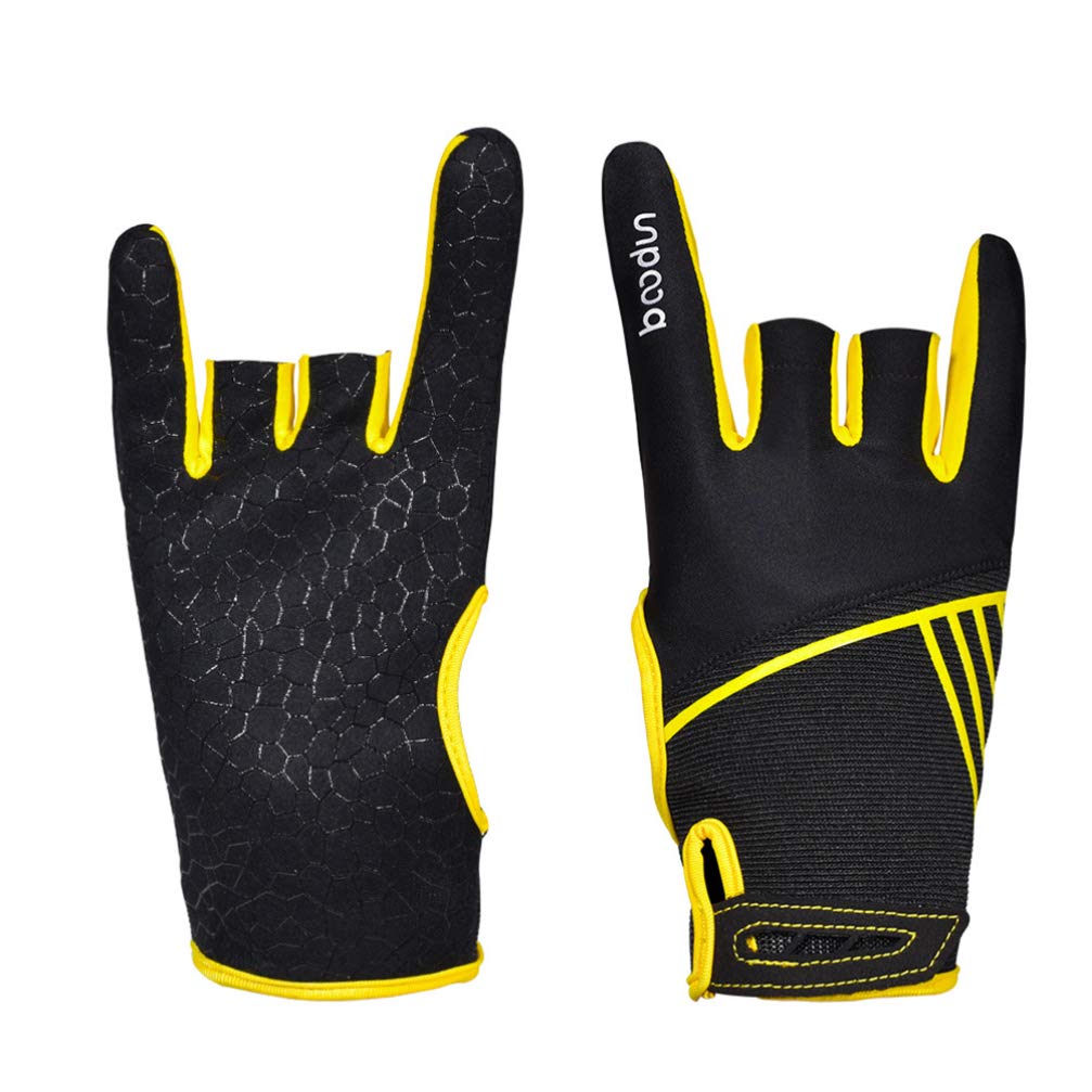 EXCEART Anti-Skid Semi-Finger Bowling Gloves - Professional Comfortable Sports Mittens for Men & Women - Size S/M (Yellow) - Perfect for Bowling Leagues, Tournaments & Outdoor Sports Activities