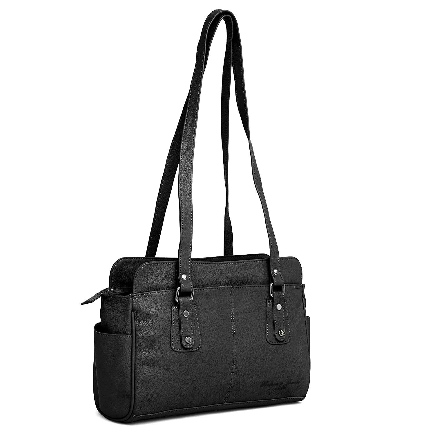 Hudson & James Genuine Leather Women's Crossbody Bag - Stylish Shoulder Purse for Work, Travel & Everyday Use - Fits iPad & Essentials - Perfect for Office, Commuting & Weekend Outings