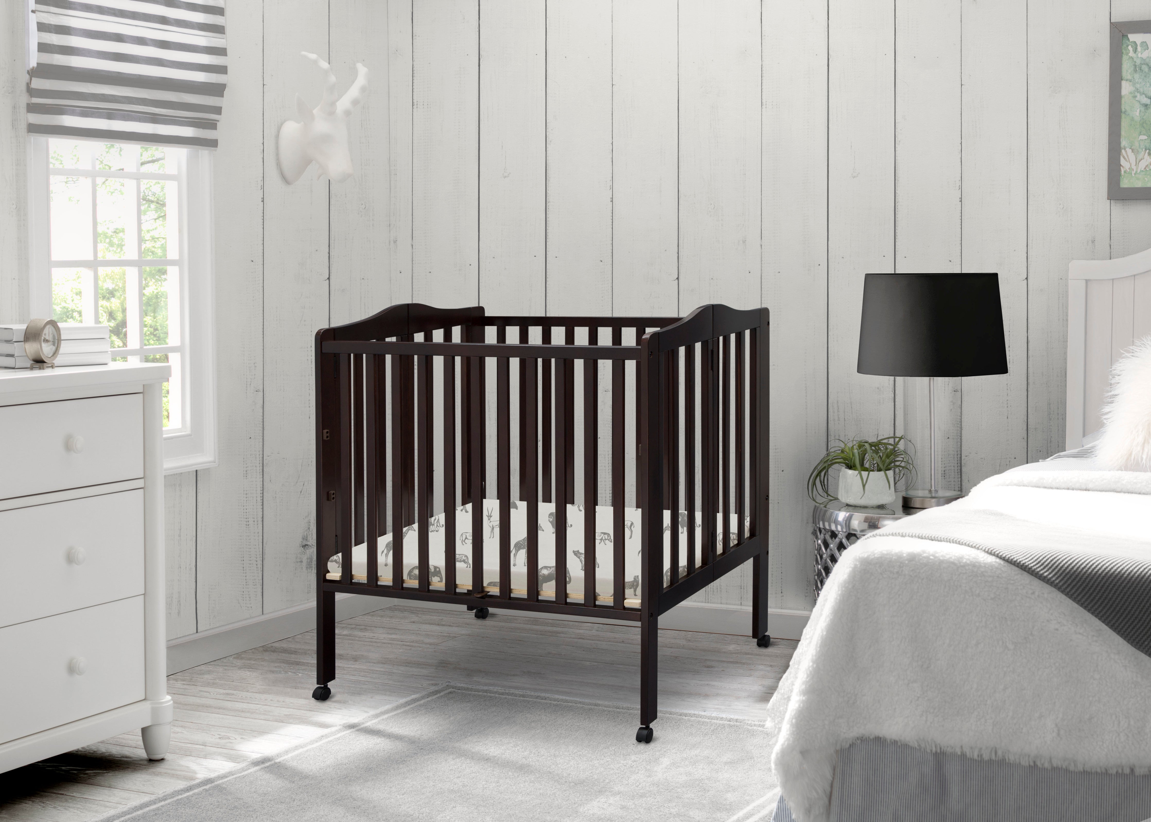 Portable Folding Mini Baby Crib with 1.5 Inch Mattress - Lightweight Travel Crib for Home, Nursery & On-The-Go
