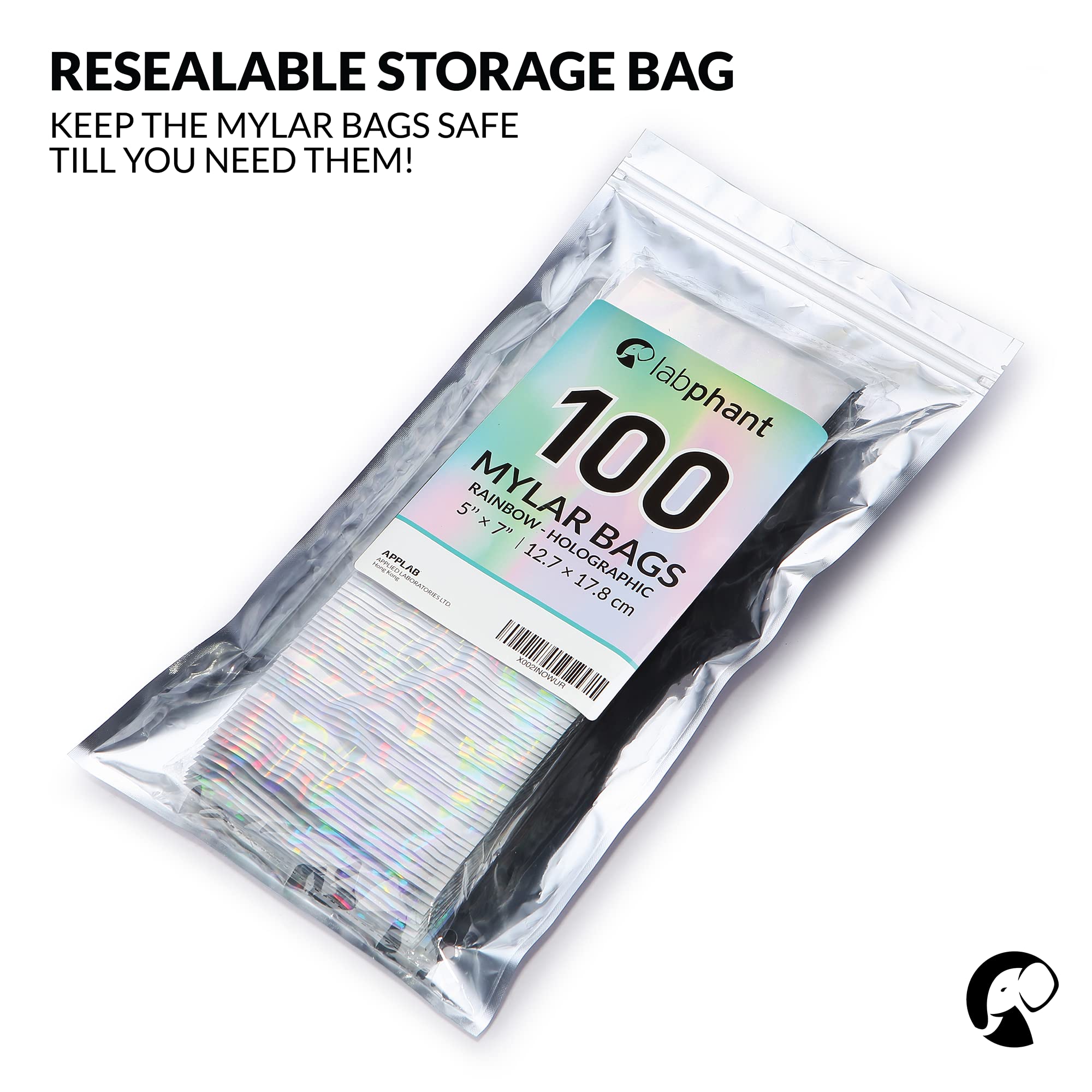 5 x 7 Inch Mylar Bags with Ziplock | 100 Pack Rainbow Holographic Heat Sealable Bags | Food Storage for Candy, Snacks, Coffee, Tea | Medication & Vitamin Organizer | Airtight Packaging for Liquids & Solids | Perfect for Home, Kitchen, Camping & Emergency Supplies