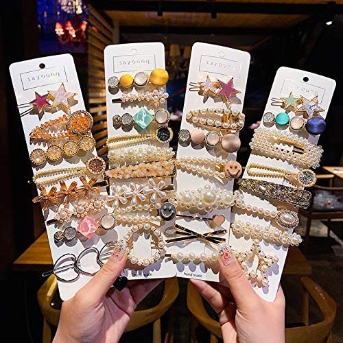 Kendrick Geometric Hollow Metal Hair Clips for Women - 6 Pack Pearl Barrettes, Korean Hair Pins & Clamps - Perfect for Updos, Ponytails & Everyday Styling