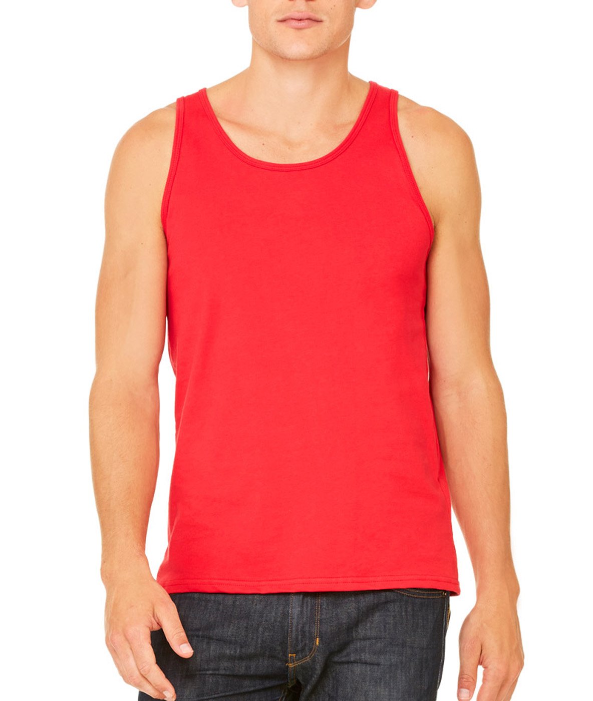 Bella Unisex Jersey Tank Top for Men & Women - Comfortable, Breathable, Soft Cotton - Large Size, Red - Perfect for Gym, Yoga, Running & Summer Outfits
