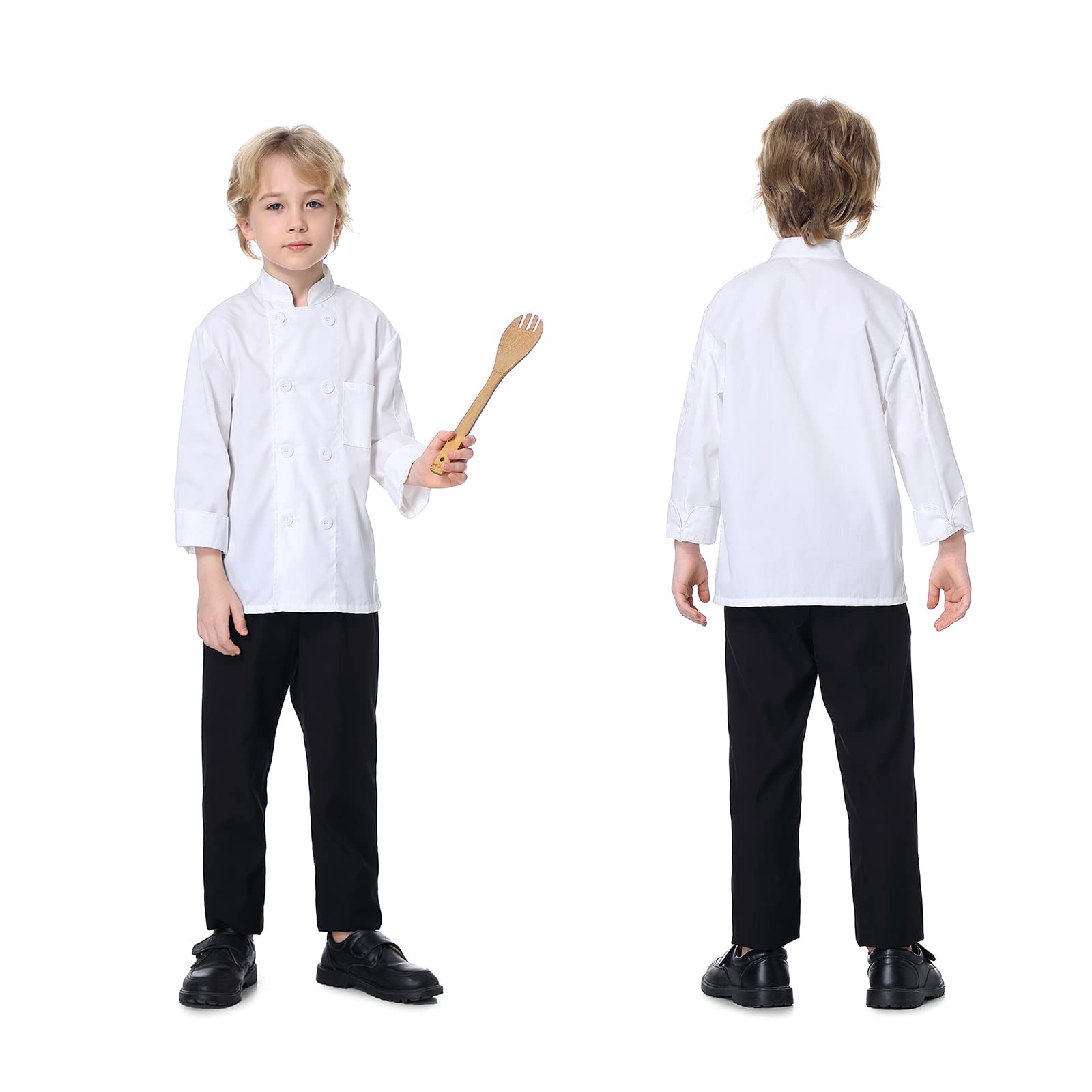 TopTie Kids Chef Coat - Professional Cooking Uniform for Children | Halloween Costume & Role Play | Perfect for Cooking Classes, Birthday Parties & Pretend Play