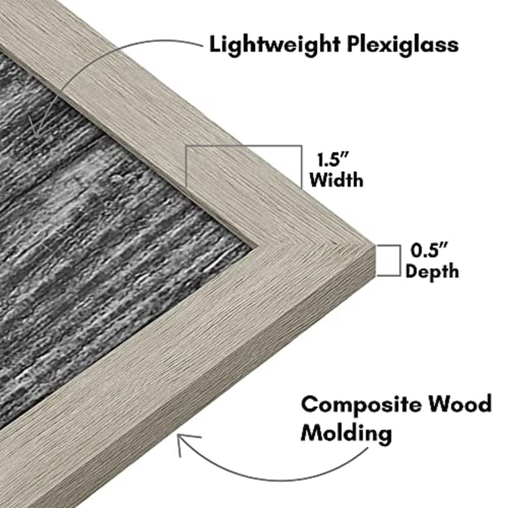 Americanflat 16x20 Wood Picture Frame with Plexiglass - Vertical/Horizontal Wall Display for Home & Office