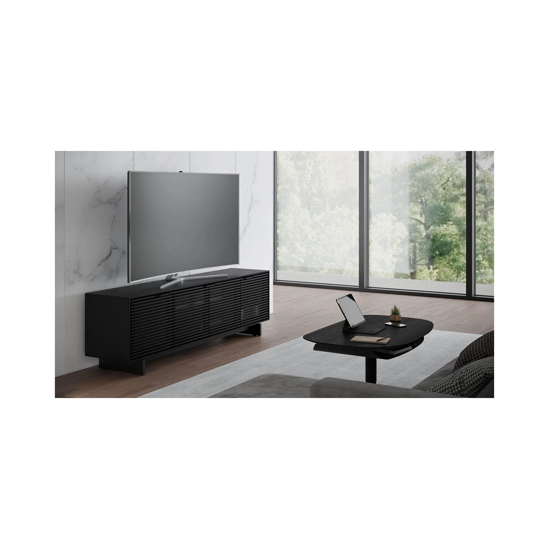 BDI 7479 Large TV Stand in Ebonized Ash - Modern Entertainment Center for Living Room, Home Theater & Media Storage