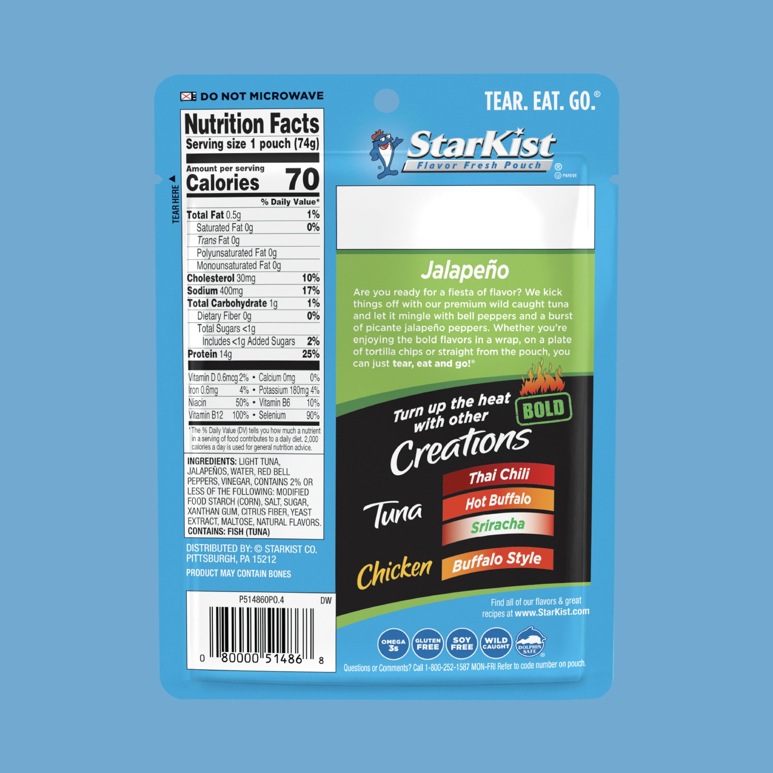StarKist Tuna Creations Bold Jalapeño Flavor, 2.6 Ounce Pouch (Pack of 24) - Perfect for Sandwiches, Salads & Quick Protein Snacks On-The-Go