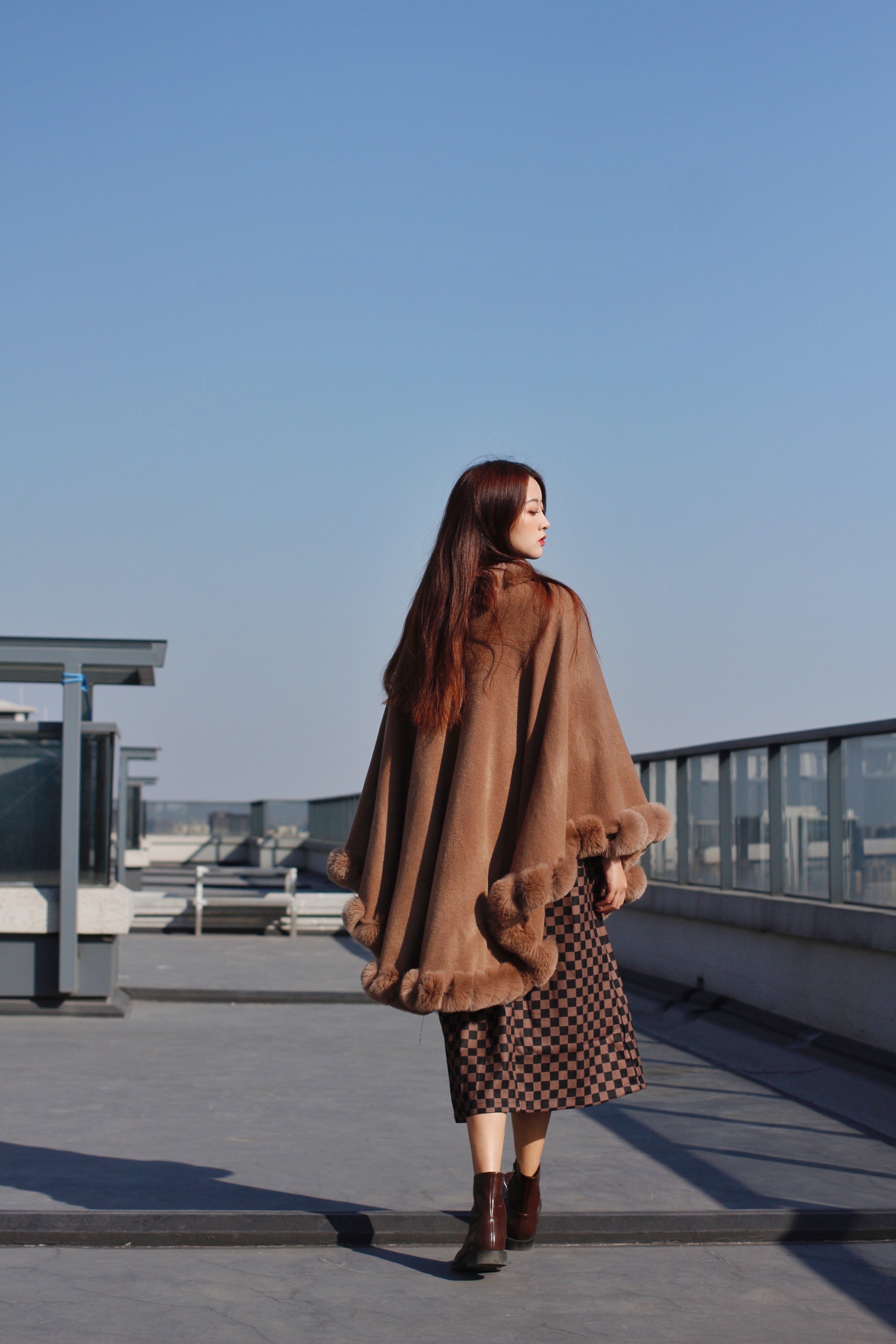 Elegant Faux Fur Cape Kimono Jacket - Women's Soft Winter Wrap Coat for Parties, Weddings & Evening Events