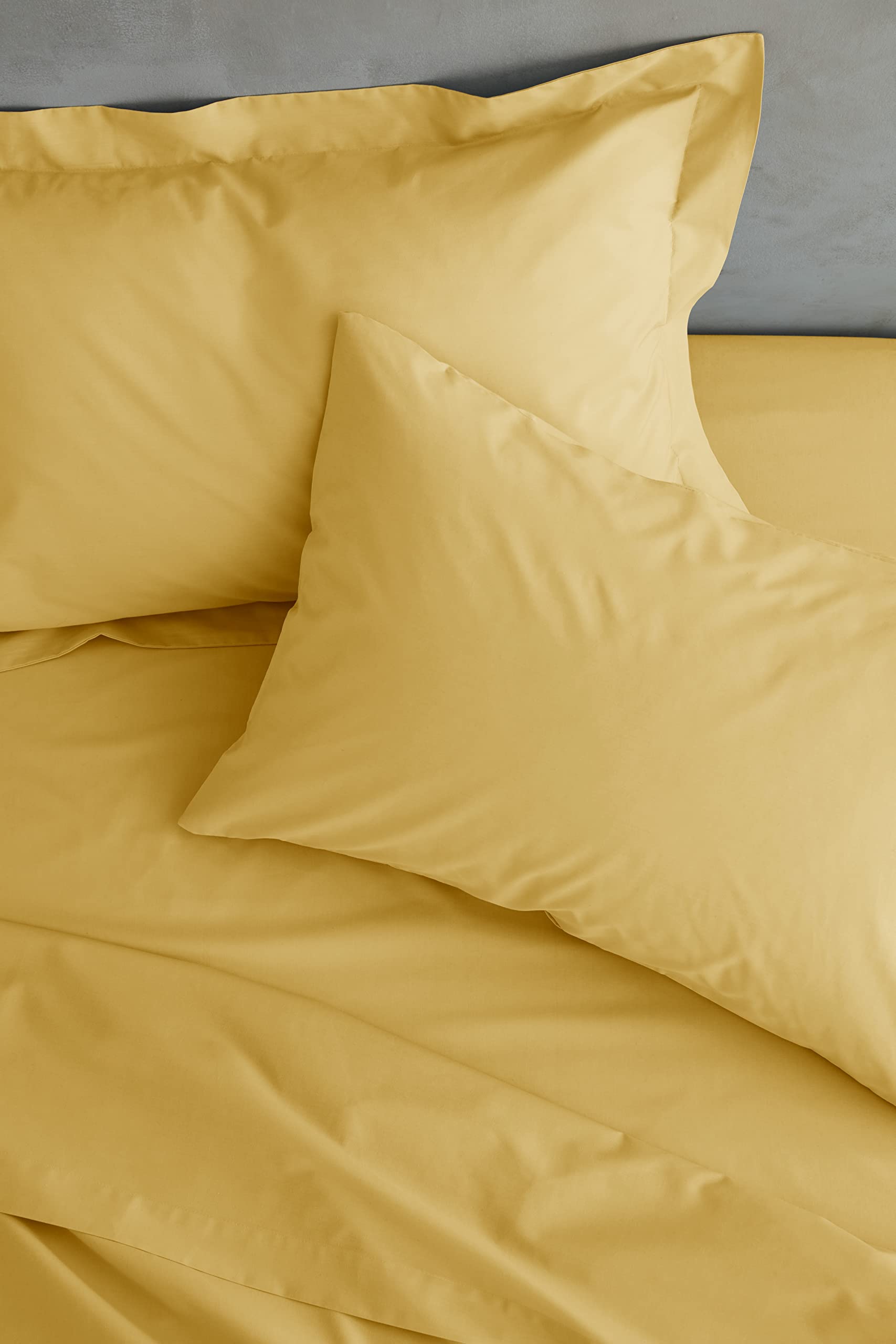 Catherine Lansfield Easy Iron Percale Pillowcases - Standard Size 50x75cm (Pack of 2) with Envelope Closure in Ochre | Premium Bedding for Hotels, Guest Rooms & Home Decor