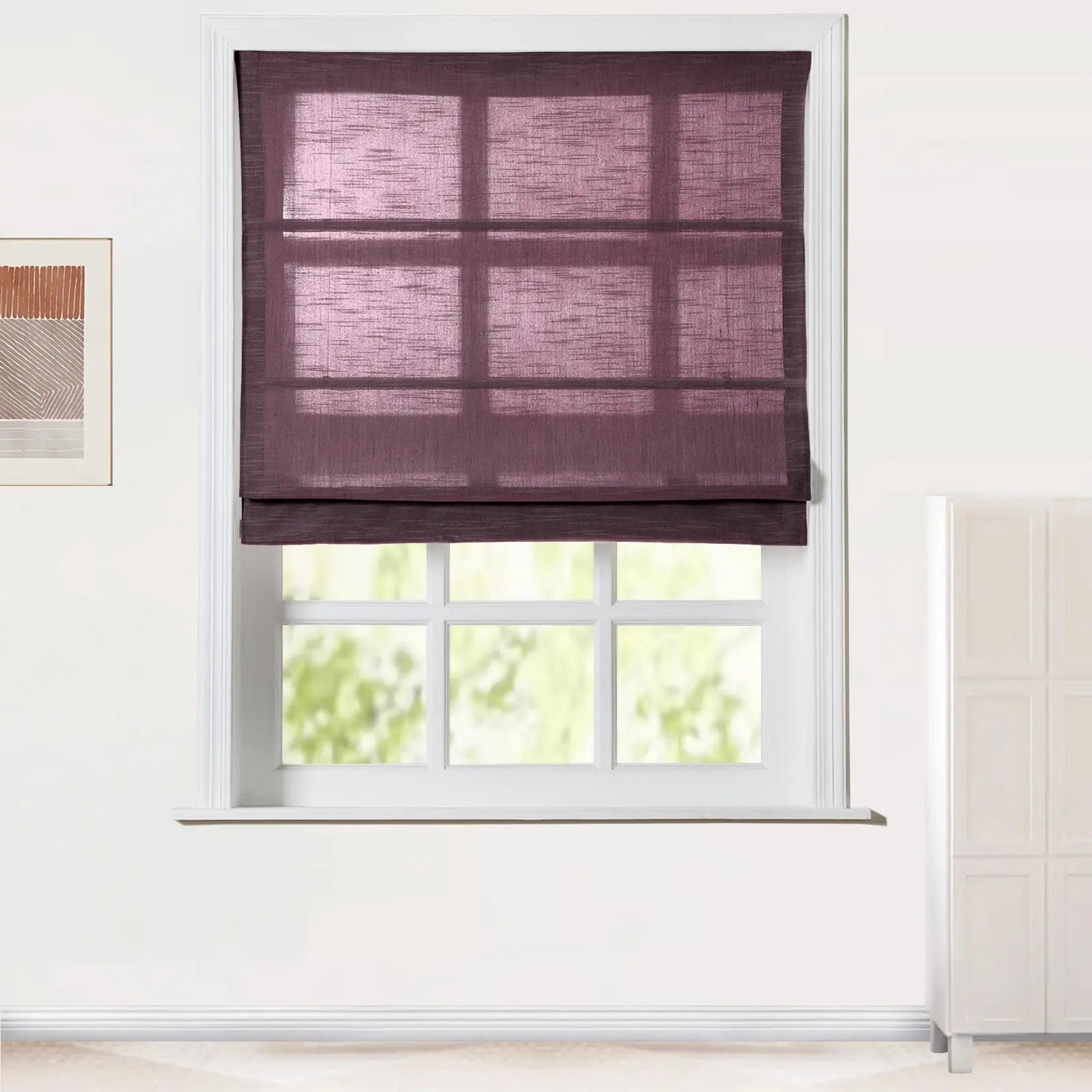 Premium Linen Cotton Roman Shade - Cordless Window Treatment for Home & Office | Blackout Curtains for Bedroom, Living Room & Nursery