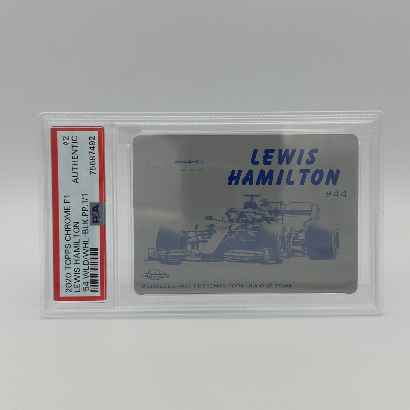 PSA Authentic 1/1 Lewis Hamilton #54W 2 Black Printing Plate Chrome 2020 - Rare Collectible for F1 Fans & Memorabilia Display