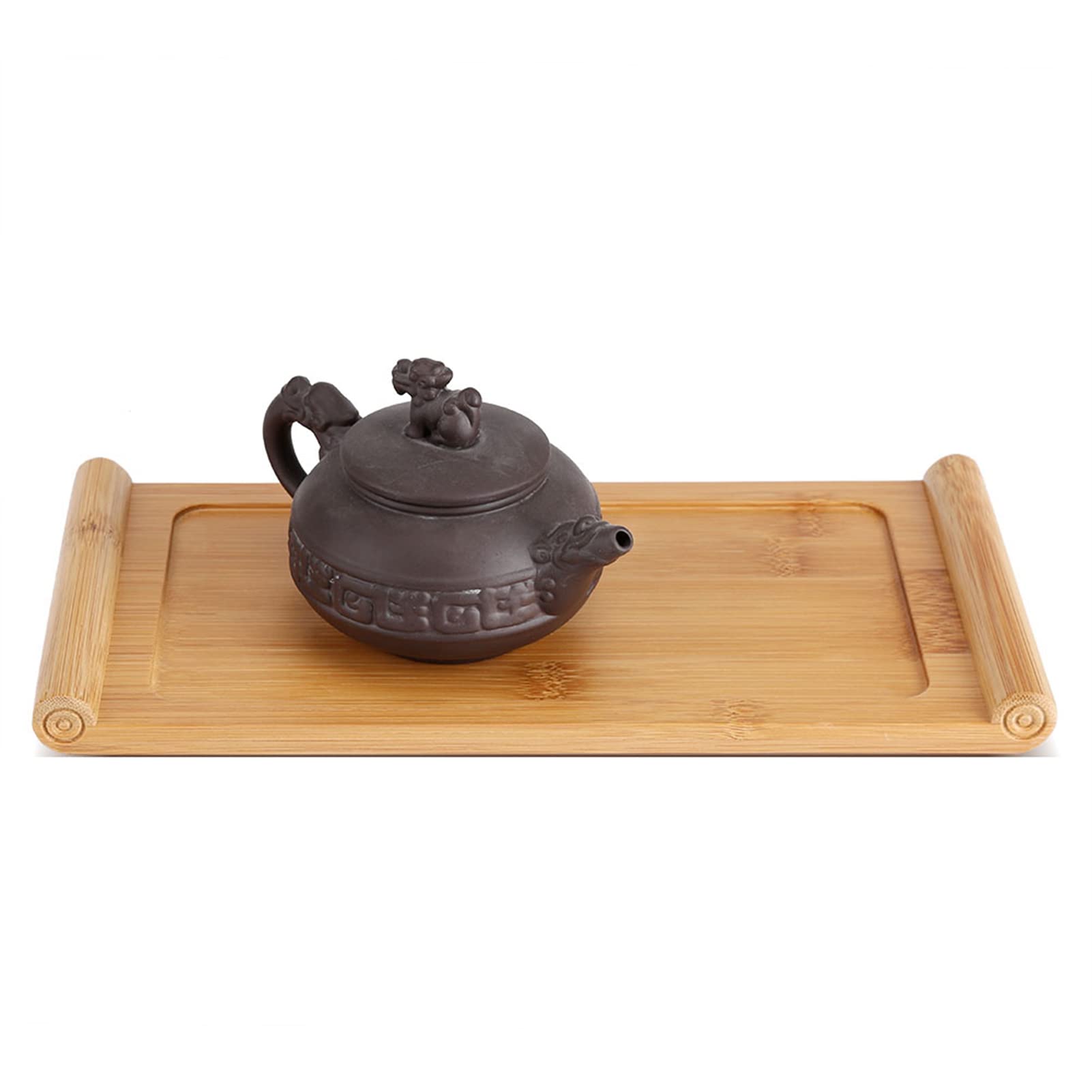 Natural Bamboo Serving Tray with Raised Edges - Safe & Stable Snack, Coffee, Dessert Tray for Home, Kitchen, or Outdoor Picnics