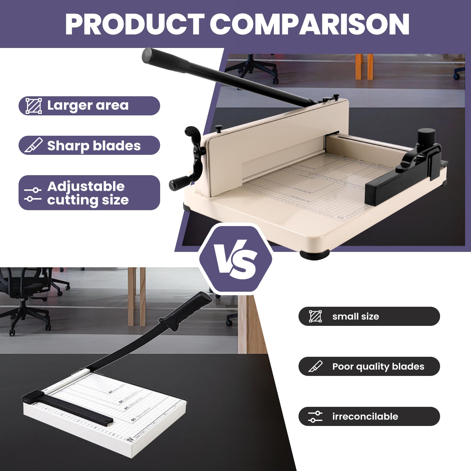 Heavy Duty Guillotine Paper Cutter - 12 Inch A4 Stack Paper Trimmer for Office, Home & School - Cuts Up to 400 Sheets - Perfect for Crafting, Scrapbooking & Document Preparation