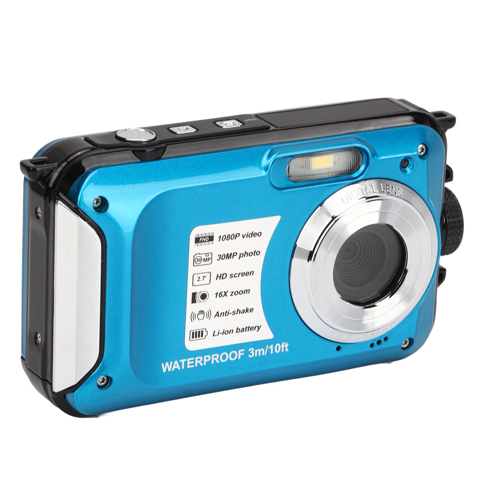 Waterproof Digital Camera 30MP 1080P HD Underwater Camera with 16X Zoom & 10FT Depth for Snorkeling, Diving, Swimming - Perfect for Outdoor Adventures, Beach Vacations and Underwater Photography