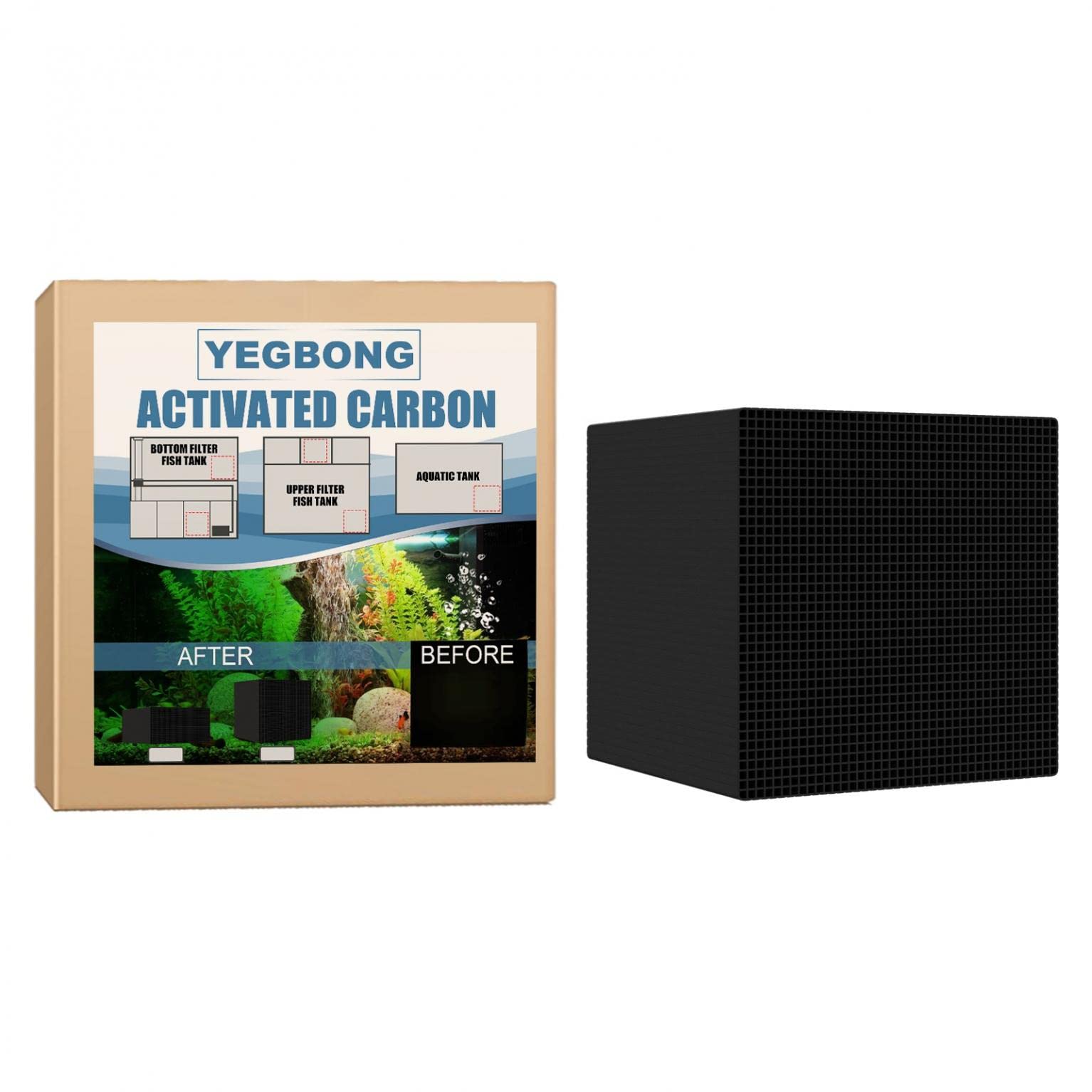 Premium Honeycomb Activated Carbon Water Purifier for Aquariums & Livestock - Eco-Friendly Fish Tank Filter, Water Clarifier Cube - Ideal for Freshwater/Saltwater Tanks, Ponds & Horse Stables (Box Packaged)