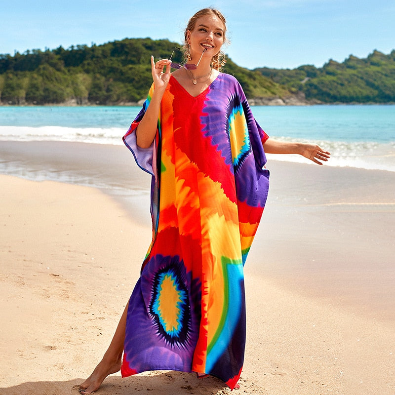Bohemian Beach Dresses & Kaftans - Flowy Bikini Cover Ups, Maxi Robe for Women | Elegant Swimwear Coverup for Pool, Vacation & Summer Outfits