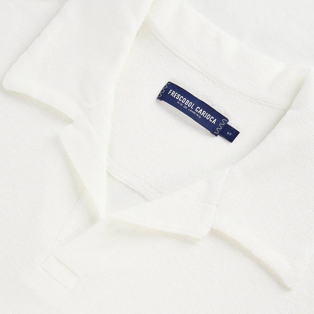FRESCOBAL CARIOCA Faustino Terry Polo Shirt for Men - Ivory Cotton Casual Wear for Office & Outdoor Activities