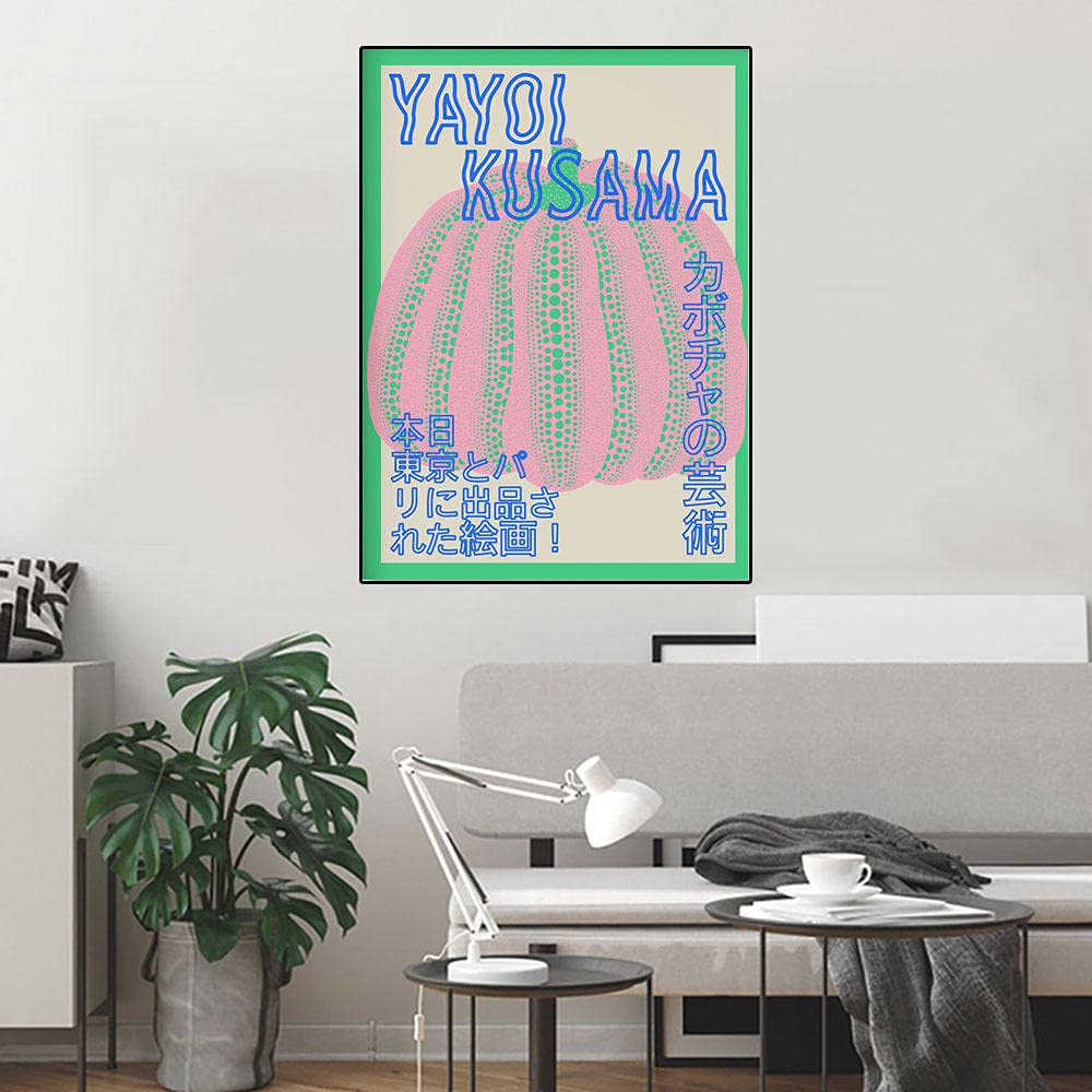 Yayoi Kusama Purple Pumpkin Art Prints - Abstract Polka Dot Canvas Wall Art Decor for Living Room, Bedroom & Office | Exhibition Poster Gallery Unframed Mural