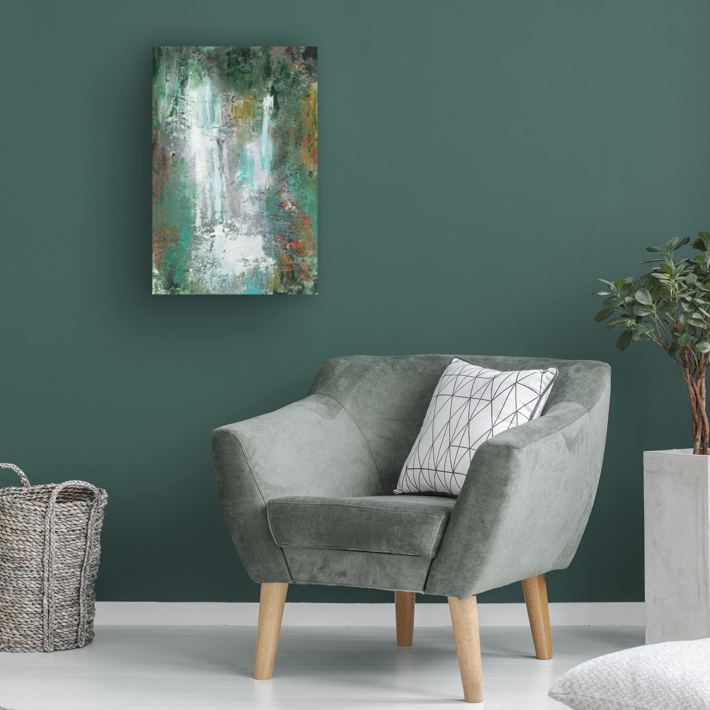 Lila Bramma 'Waterfall In Paradise I' Canvas Wall Art Print - Tropical Landscape Painting for Living Room, Bedroom & Office Decor