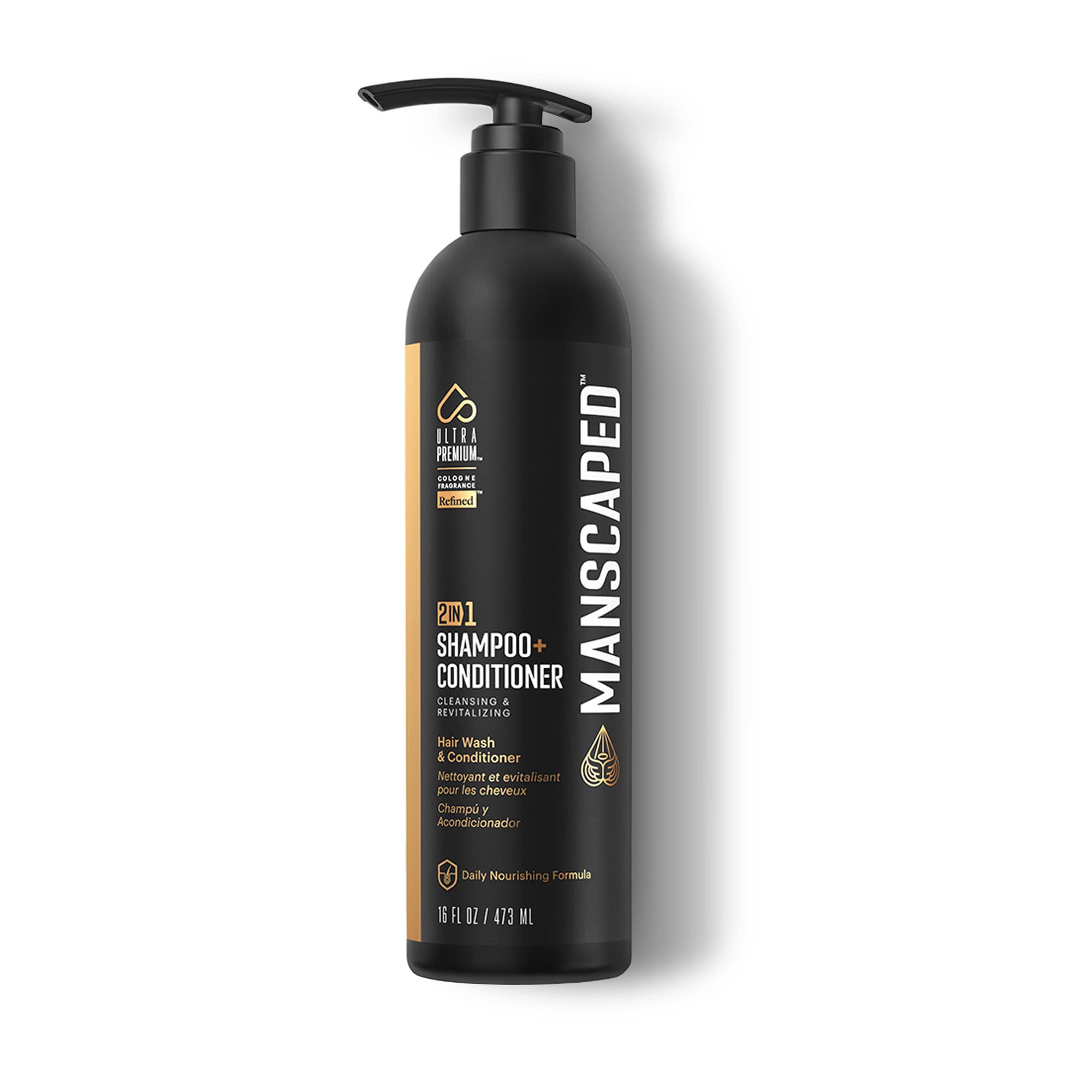 MANSCAPED® 2 In 1 Shampoo & Conditioner for Men - Ultra Premium Hair Care with Sea Kelp, Coconut Water & Aloe Vera - Nourishing & Hydrating Formula (16 oz) - Perfect for Daily Shower & Grooming Routine