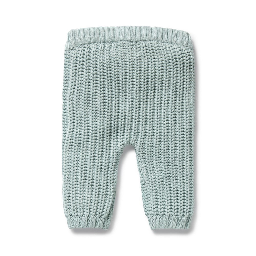 Organic Duck Egg Blue Knitted Leggings for Women - Soft Stretchy High Waist Yoga Pants for Workout, Lounge & Everyday Wear