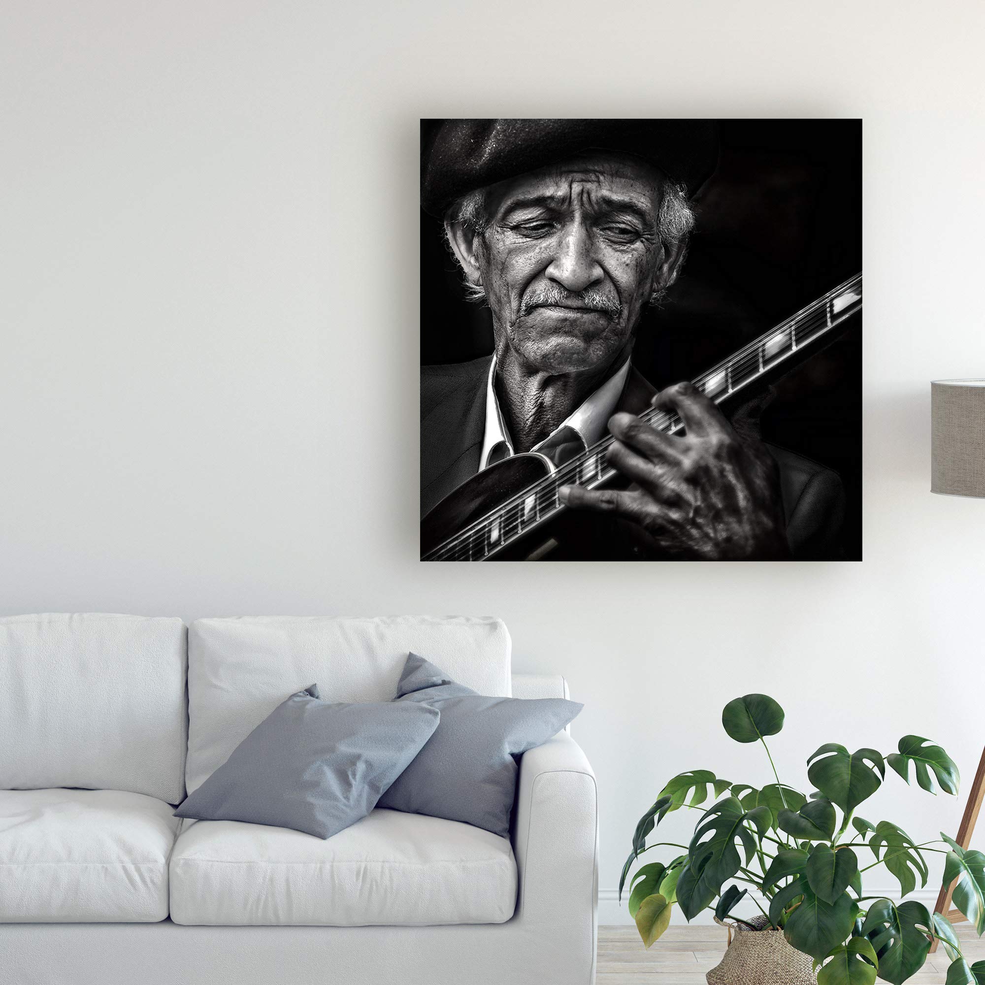 Trademark Fine Art - Piet Flour's 'The Guitarist' 35x35 Canvas Wall Art - Perfect for Living Room, Bedroom & Office Decor
