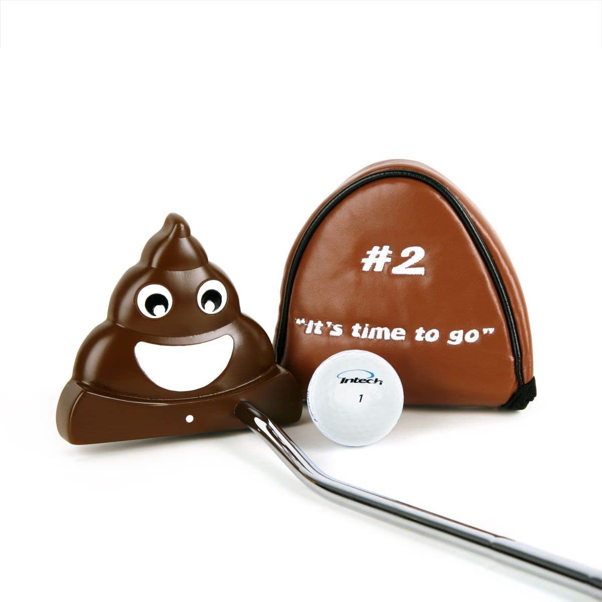 Intech Emoji #2 Poop Golf Putter - 35 Inch Golf Club for Men, Women & Kids - Fun Novelty Gift for Golfers, Office Desk Toy & Prank Gift