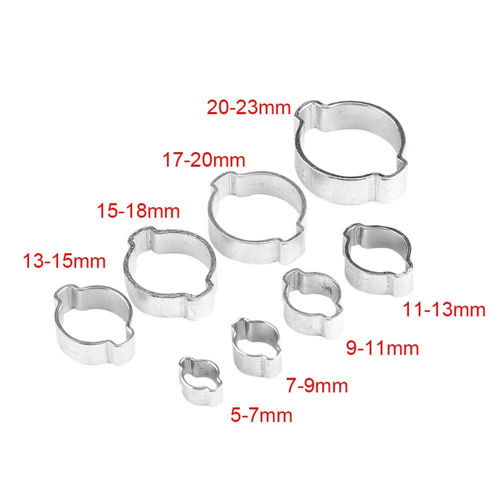 10Pcs Stainless Steel Hose Clamps - 15-18mm Two-Ear Pipe Clips for Fuel, Petrol, Plumbing & Automotive Use - Durable Plumbing Fasteners for Water Pipes, Gas Lines & Engine Hoses