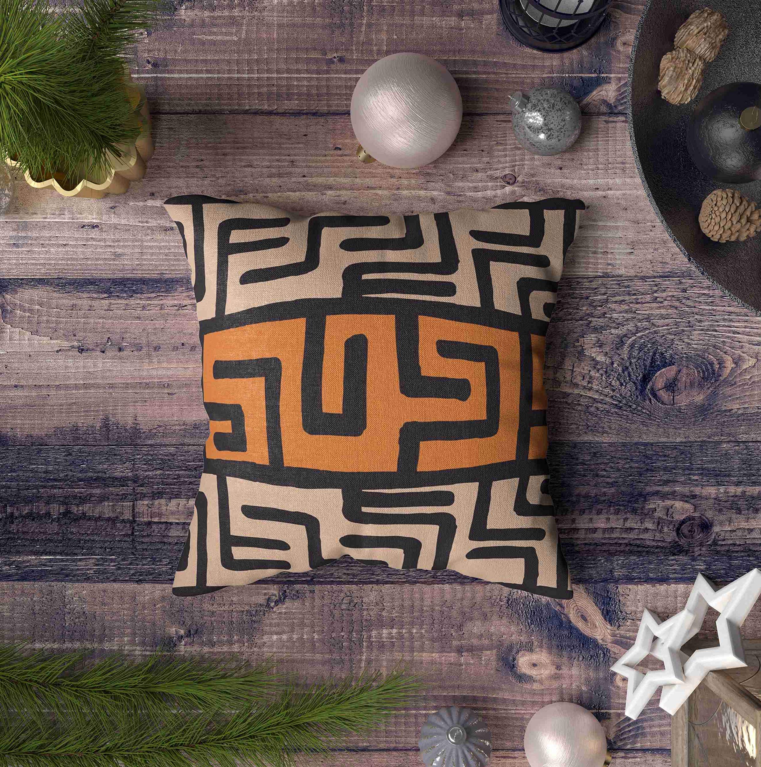EMMTEEY 20x20 Inch Abstract Geometric Chevron Throw Pillow Covers - Double Sided Printing with Boho Ethnic Patterns, African Mudcloth Inspired Design for Living Room, Bedroom & Sofa Decor