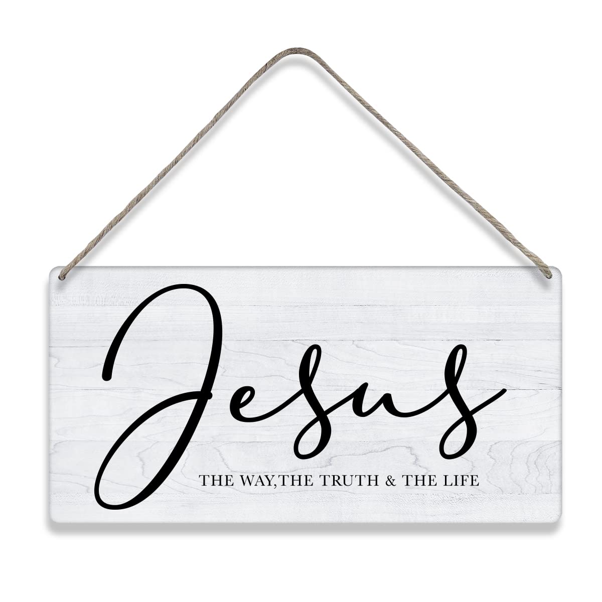 Jesus the Way Truth Life Wooden Wall Plaque - Rustic Christian Home Decor with Bible Verse - Perfect for Living Room, Bedroom & Church