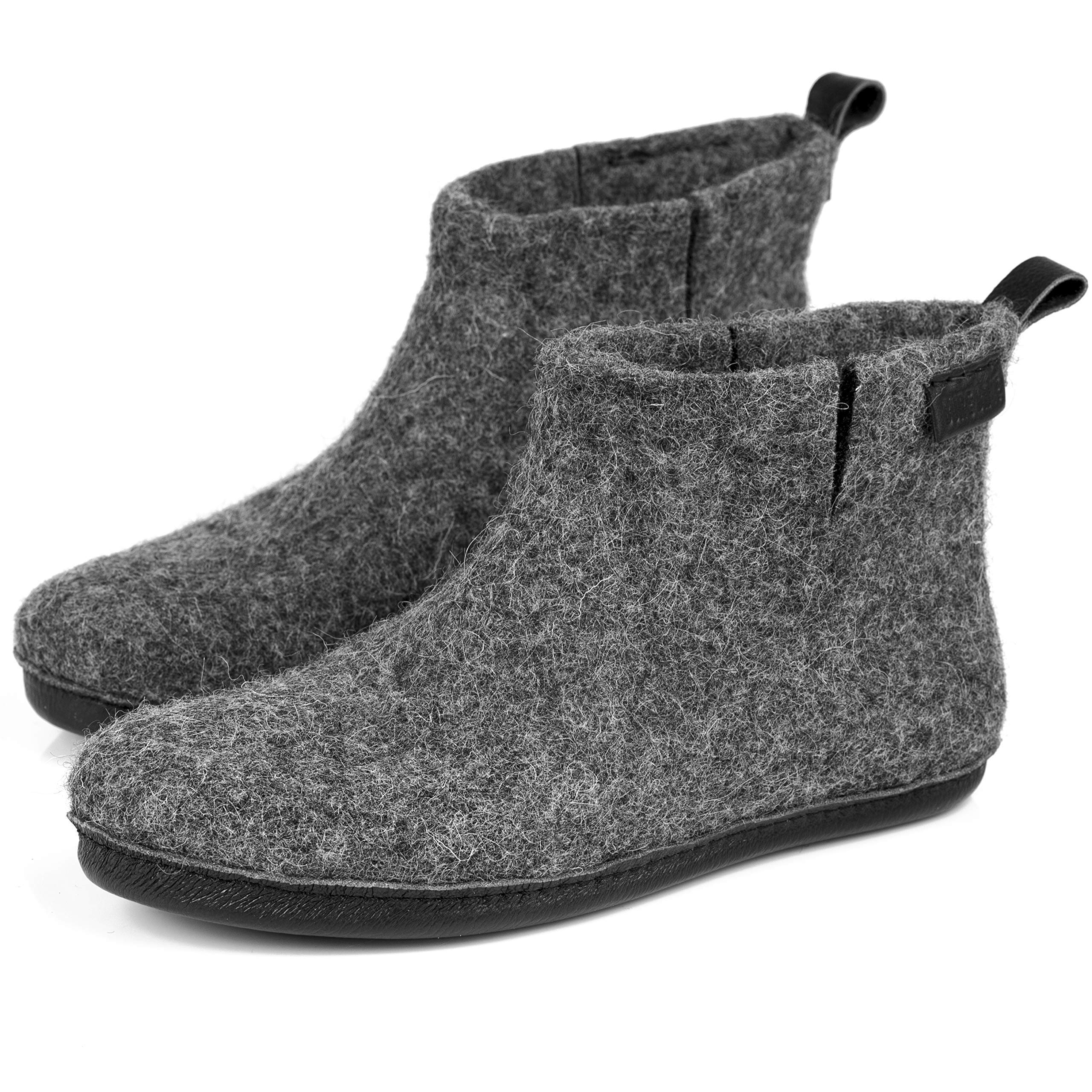 Warm Wool Ankle Bootie Slippers for Men - Cozy Winter House Shoes with Non-Slip Sole | Perfect Father's Day Gift for Dad | Ideal for Indoor Comfort, Lounging & Cold Weather