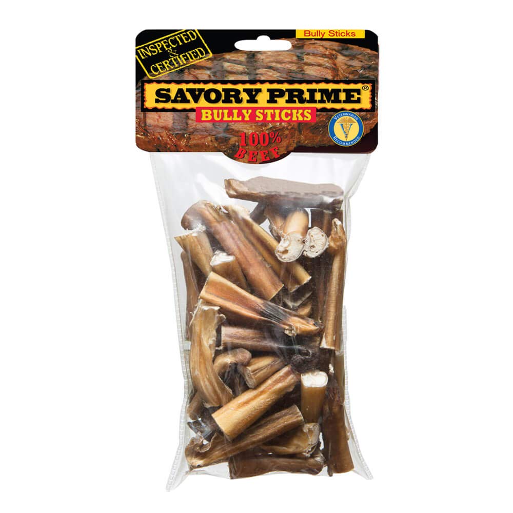 Savory Prime 310 Bully Stick Bites Dog Treats - 10 Oz All-Natural Chews for Small & Medium Dogs - Perfect for Training, Teething & Dental Health