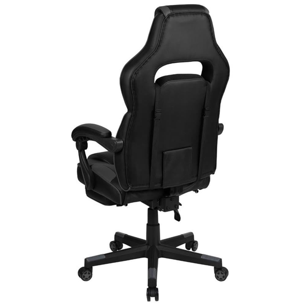 Flash Furniture X40 Ergonomic Gaming Chair - Reclining Back, Adjustable Arms, Slide-Out Footrest & Lumbar Support - Black/Gray - Perfect for PC Gaming, Office Work & Home Theater Relaxation
