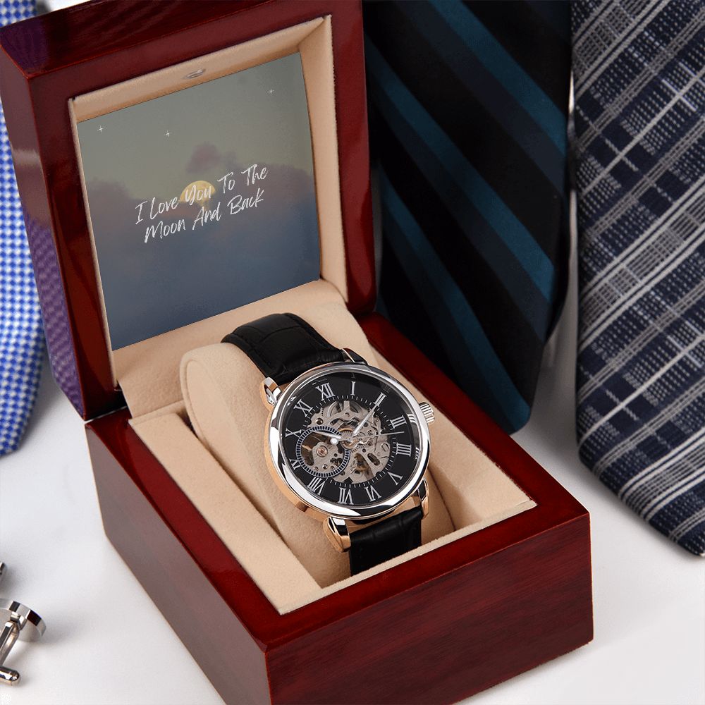 Stylish Openwork Men's Watch - Water Resistant Gift for Husband, Boyfriend or Fiancé - Perfect for Anniversaries, Birthdays & Special Occasions