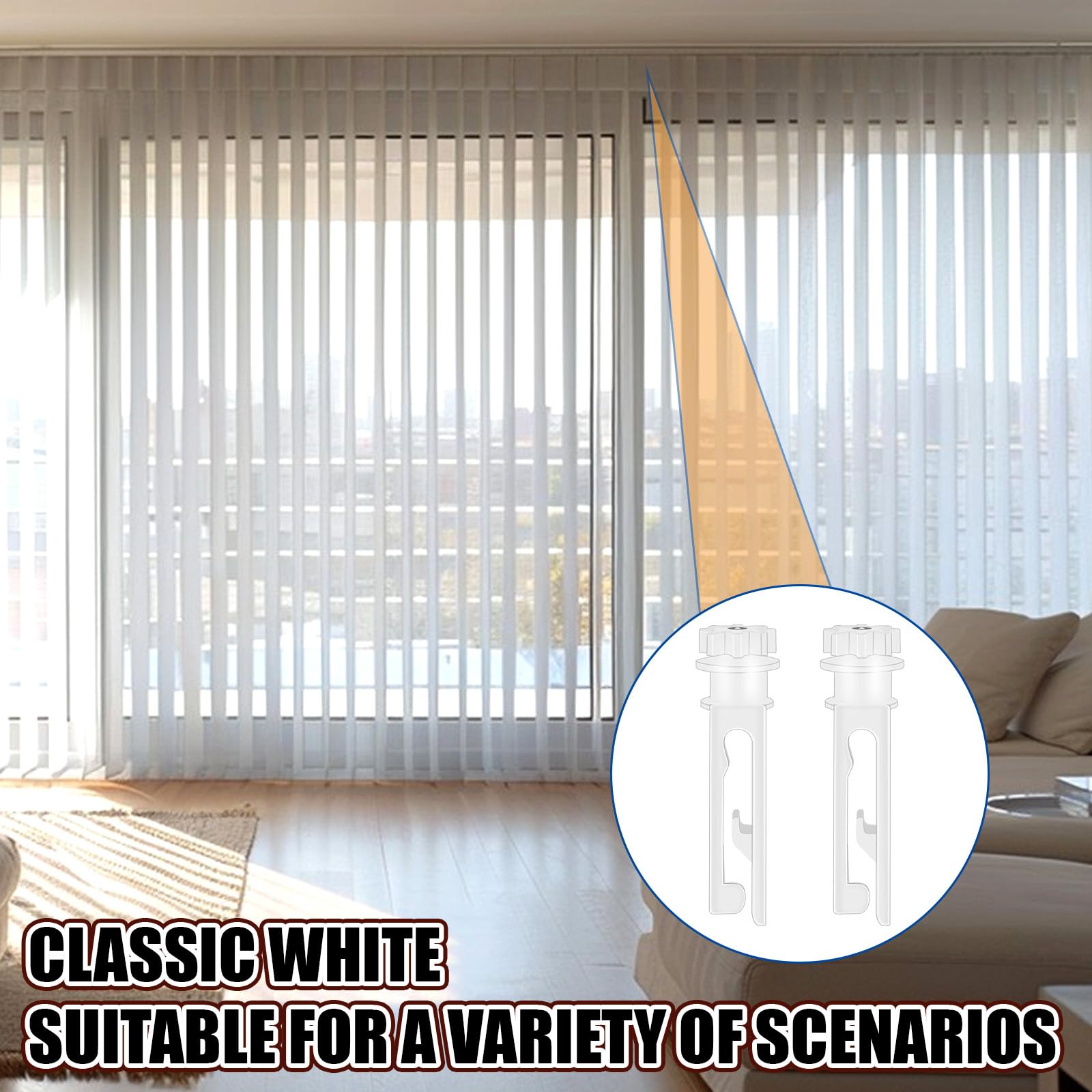 Vertical Blinds Replacement Stem and Gear Set (12 Pack) - White Window Blinds Repair Parts for Headrail & Carrier - Durable Curtain Accessories for Home & Office Window Treatments
